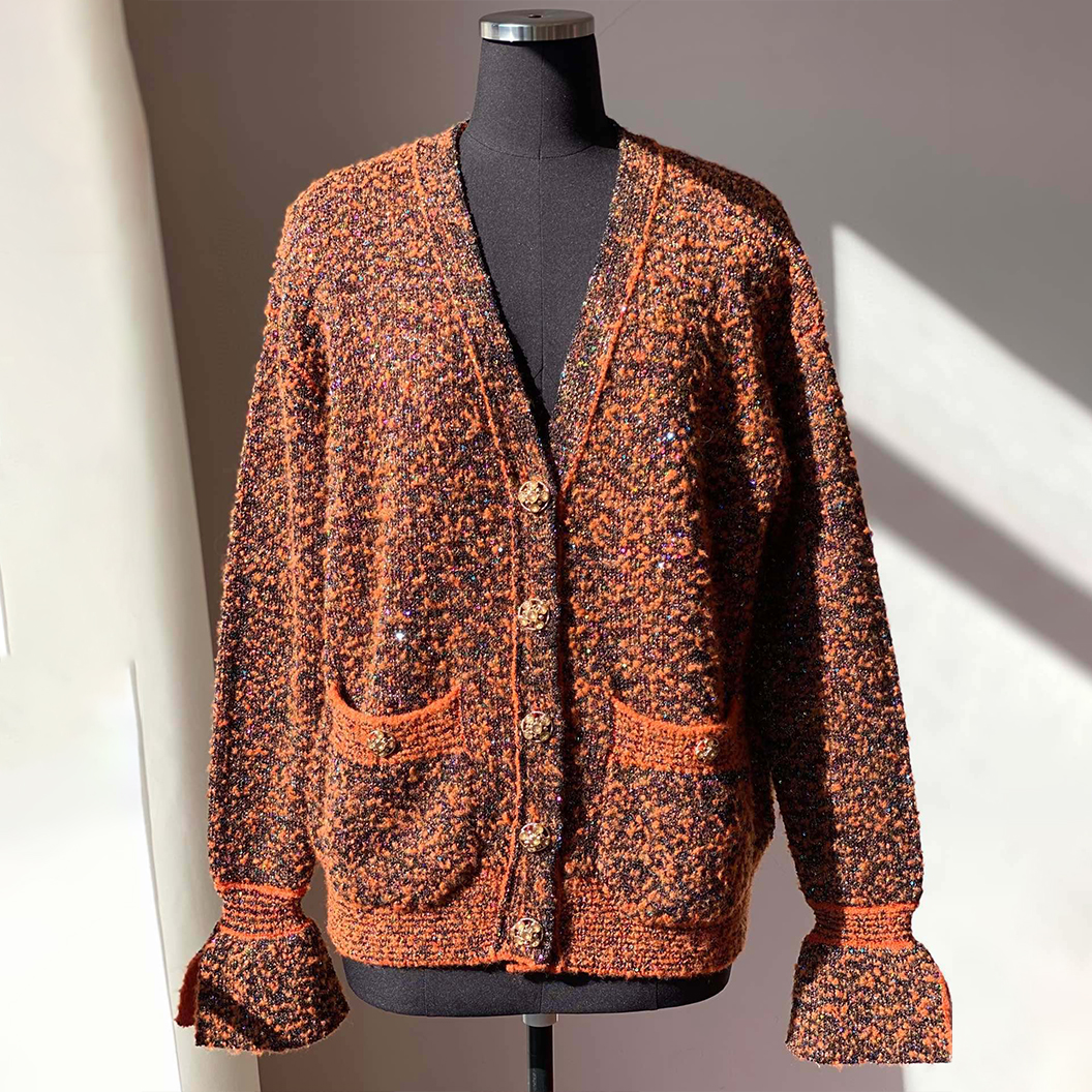 NIGO Chanel Women's Retro Spring And Autumn Solid Color V-Neck Single-Breasted Long-Sleeved Knit Cardigan Jacket Ngvp #nigo9582