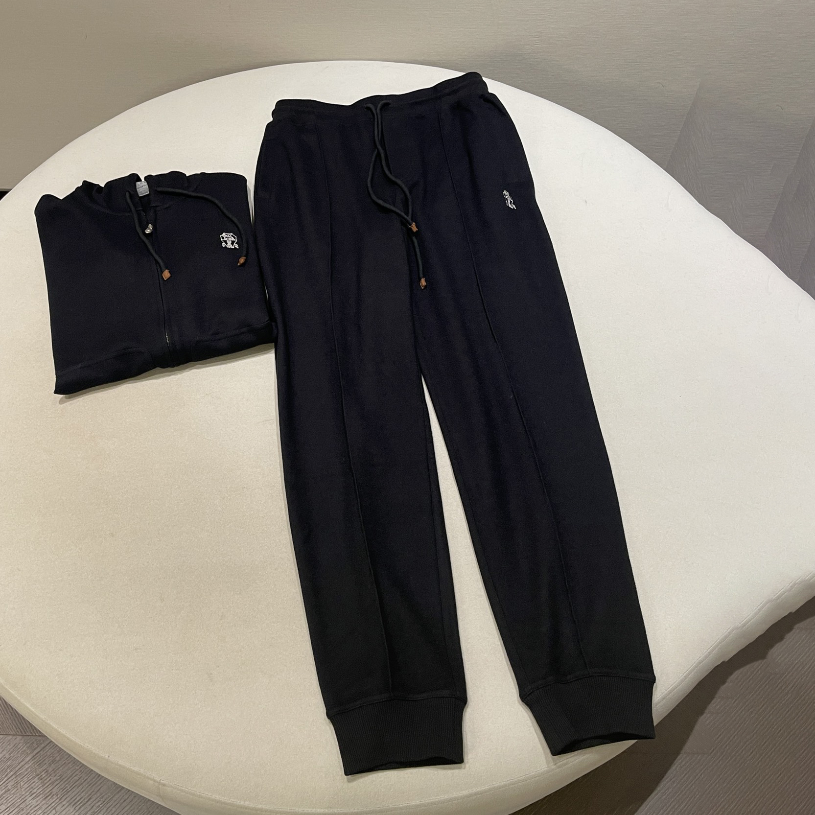 NIGO Brunello Cucinelli Men's Spring And Autumn Drawstring Hooded Solid Color Zipper Sweatshirt Jacket Casual Lace-up Straight Pants Suit Set #nigo74142