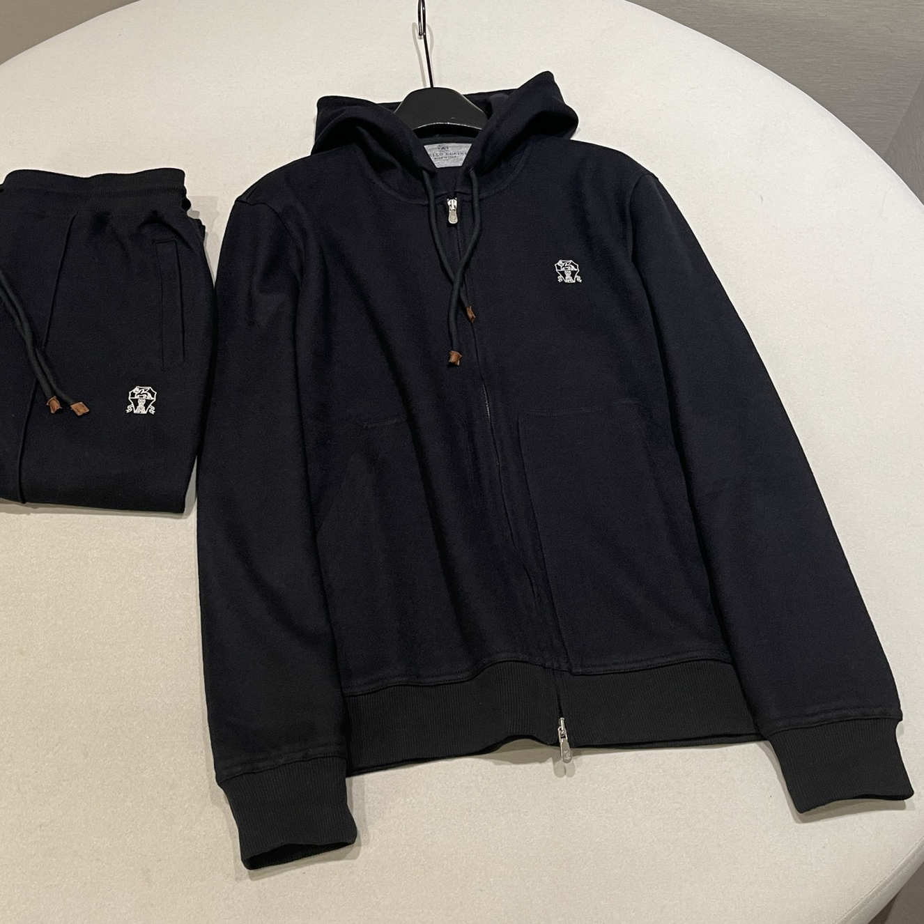 NIGO Brunello Cucinelli Men's Spring And Autumn Drawstring Hooded Solid Color Zipper Sweatshirt Jacket Casual Lace-up Straight Pants Suit Set #nigo74142