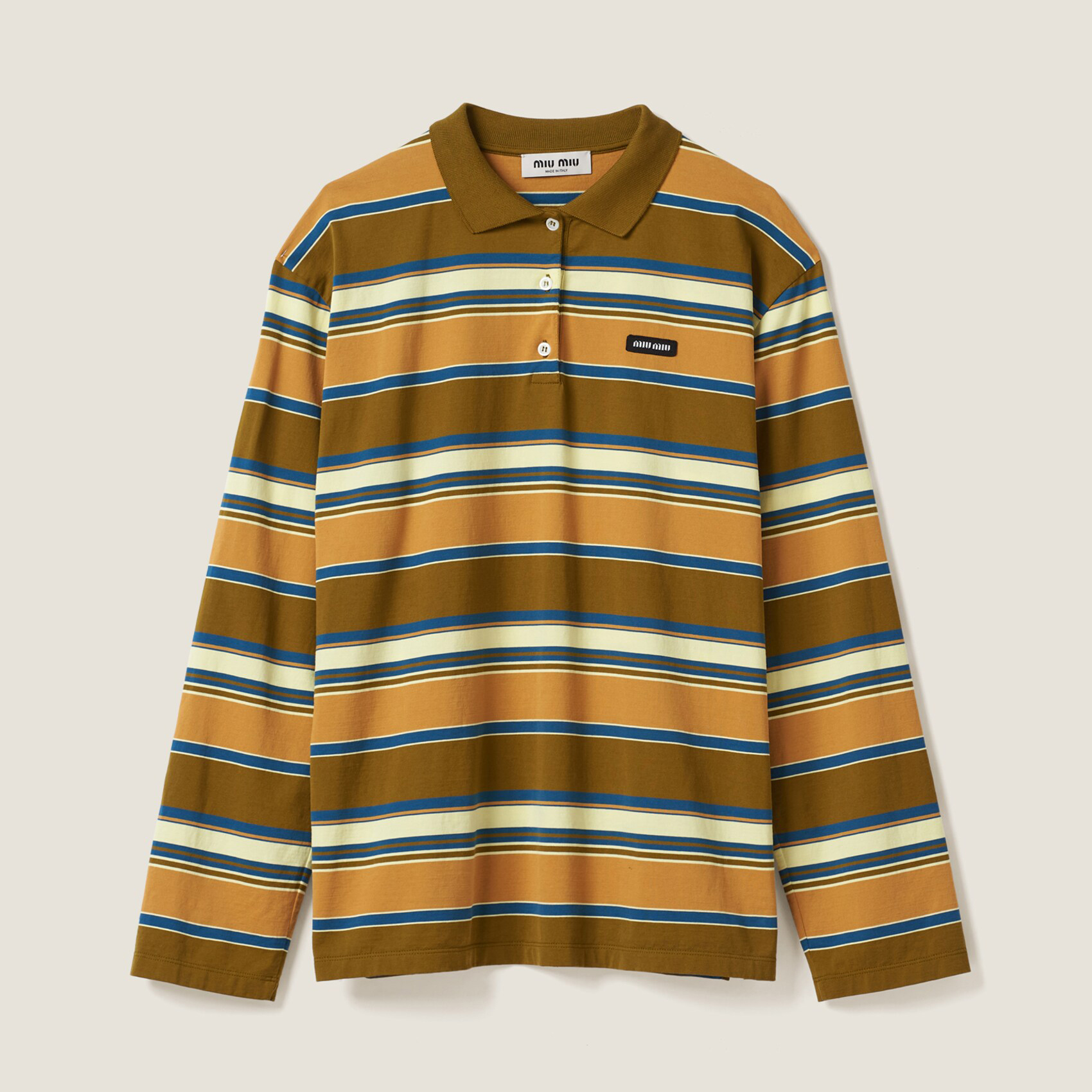 NIGO MiuMiu Women's Spring and Autumn Striped Buttoned Plain Knit Pullover Long Sleeve Polo Shirt #nigo74141