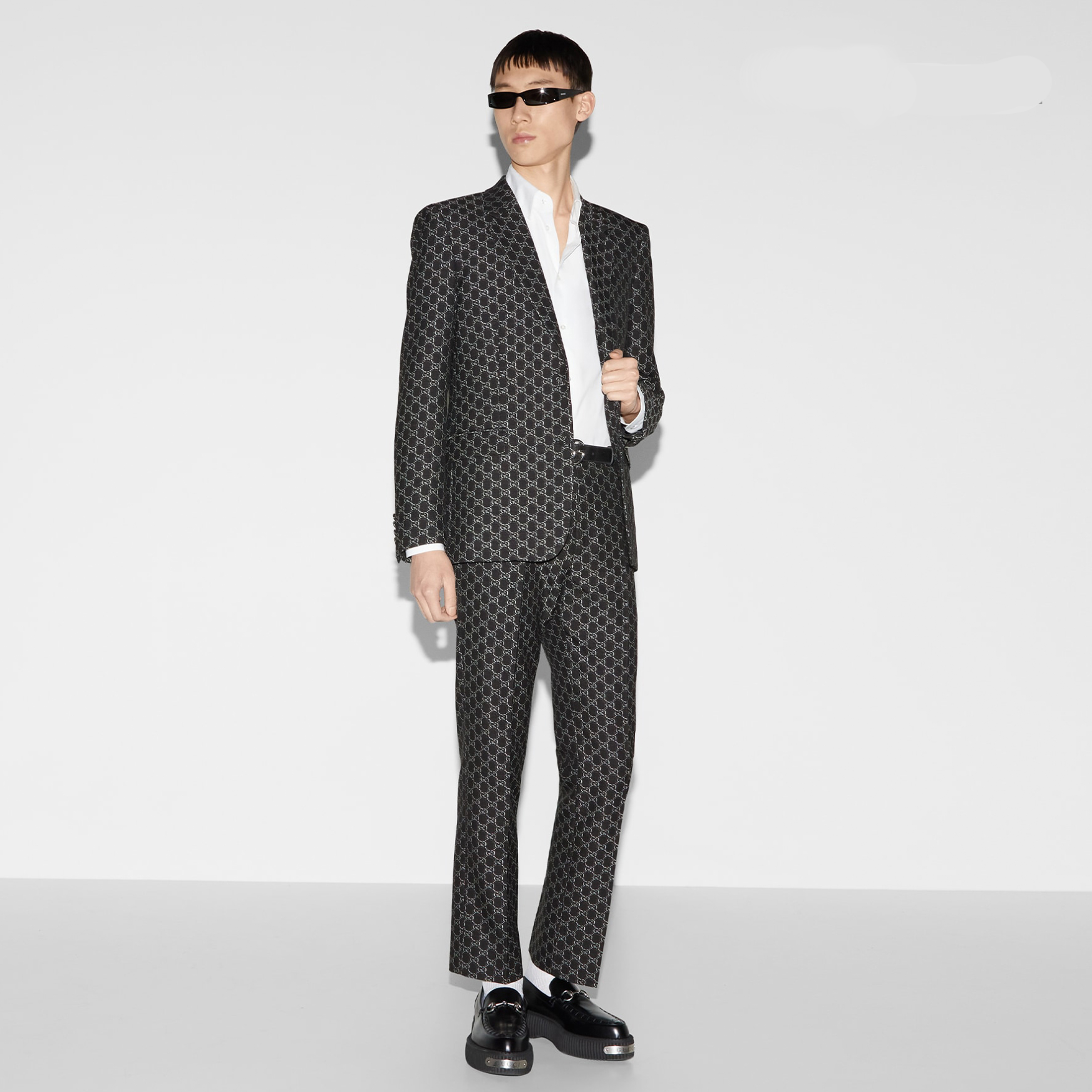 NIGO Gucci Men's Double G Letters Jacquard Suit Temperament Luxury Simple Lapel Suit Jacket Straight Casual Pants Suit Set #nigo71761