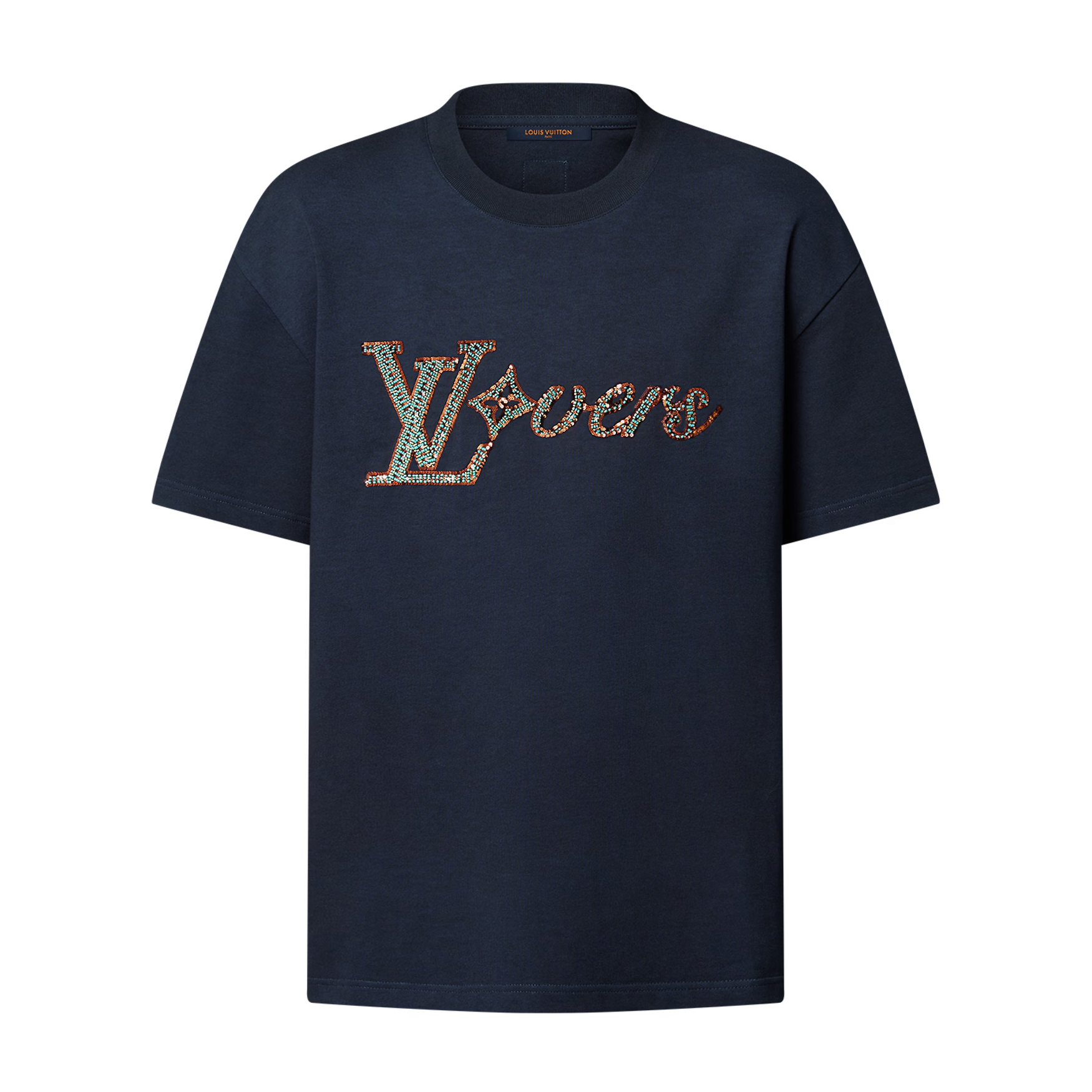 NIGO Louis Vuitton Men's Summer Logo Beaded Embroidery Letter Printed Solid Color Round Neck Short Sleeve T-Shirt #nigo74156