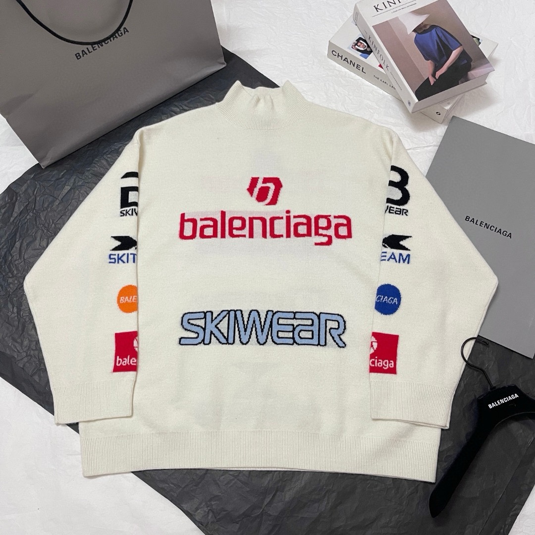 NIGO Balenciaga Men's and Women's Spring and Autumn Letter Printed High Neck Drop Shoulder Long Sleeve Sweater #nigo74155