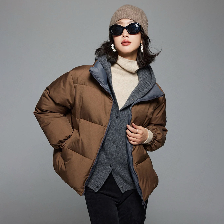 NIGO Brunello Cucinelli Women's Winter Goose Down Patchwork Wool Hooded Solid Color Long Sleeve Puffer Down Jacket Ngvp #nigo9592