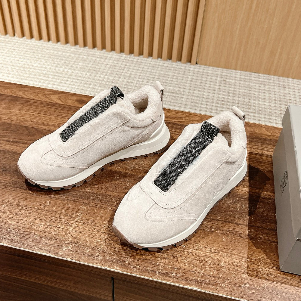 NIGO Brunello Cucinelli Men's And Women's Autumn And Winter Solid Color Suede Leather Round Head Overfoot Low-top Casual Shoes #nigo74149