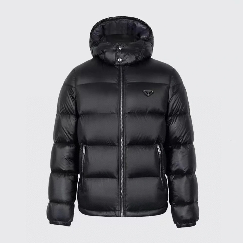 NIGO Prada Men's Autumn and Winter Solid Color Nylon Surface Waterproof Hooded Ski Zipper Long Sleeve Puffer Down Jacket #nigo74158