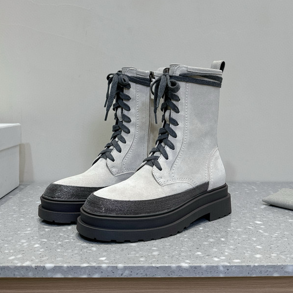 NIGO Brunello Cucinelli Women's And Men's Autumn And Winter Fashion Colorblocking Zipper Casual Suede Mid Calf Boots Shoes #nigo74151