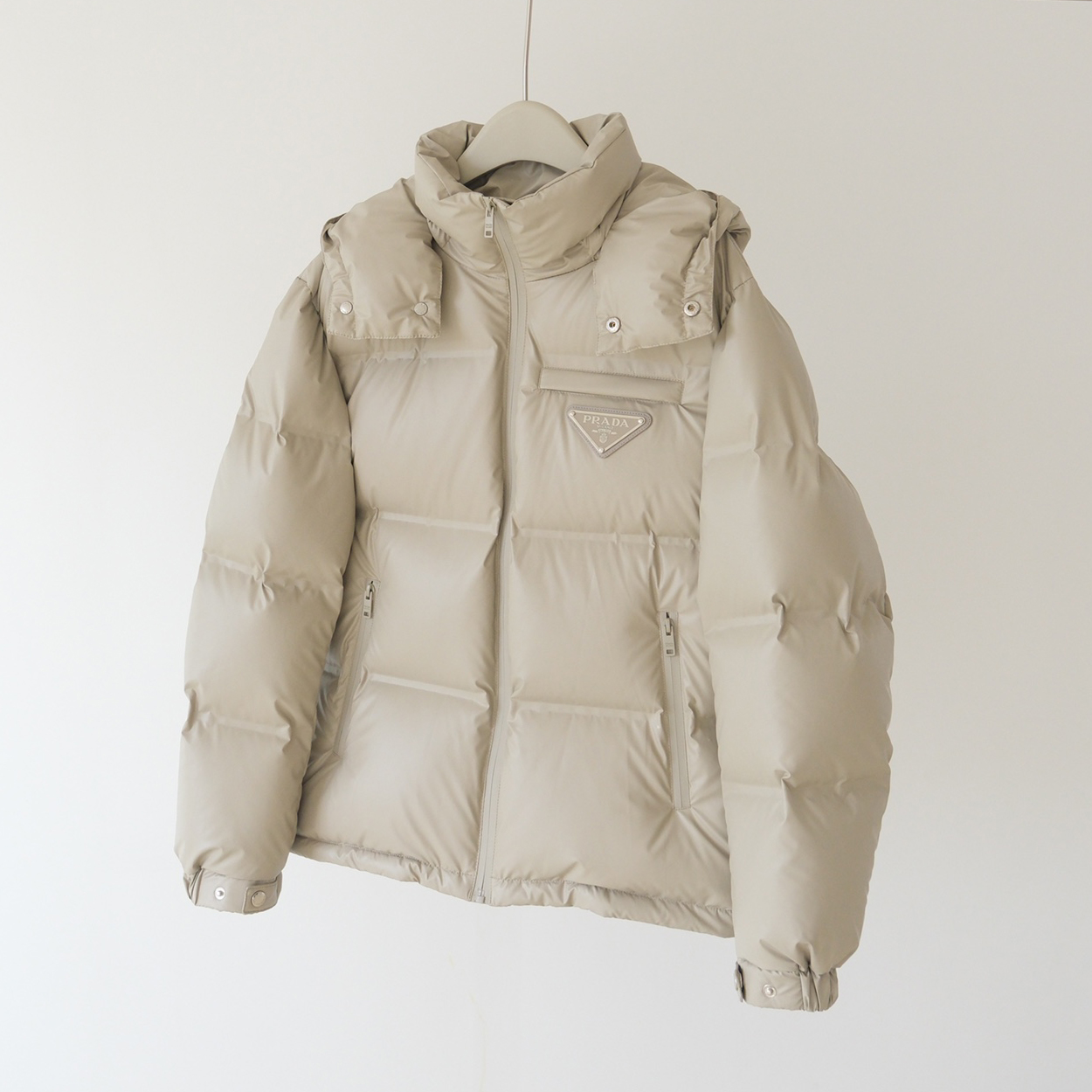 NIGO Prada Men's and Women's Autumn and Winter Solid Color Detachable Hood Zipper Down Puffer Long Sleeve Jacket #nigo74154