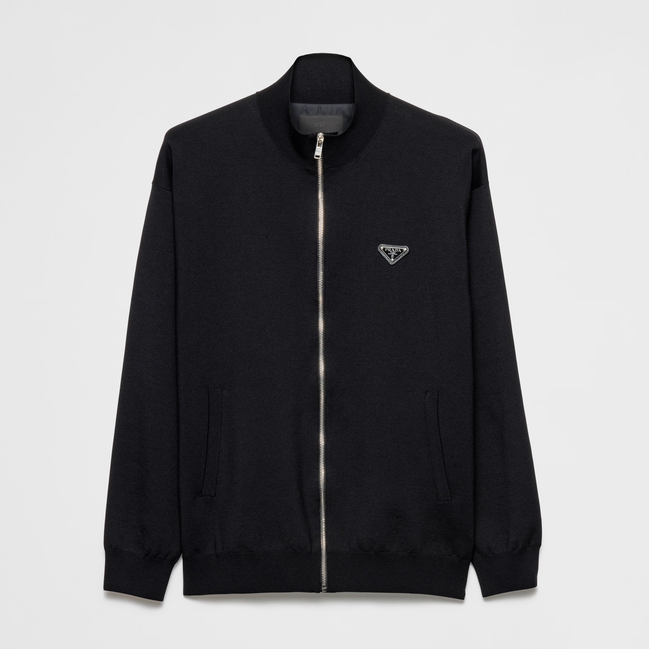 NIGO Prada Men's Spring and Autumn Solid Color Logo Triangle Label Zipper Long Sleeve Knit Jacket #nigo74157