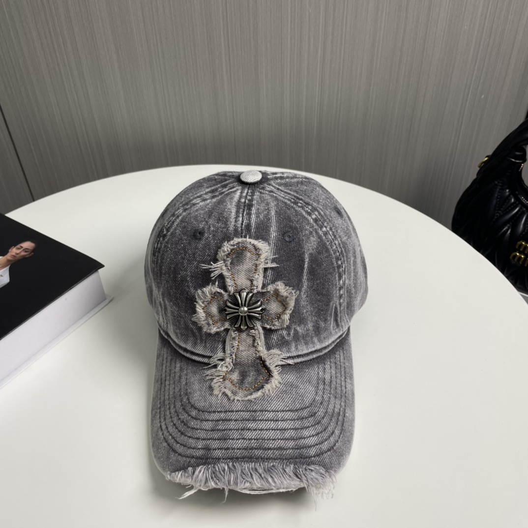 NIGO Chrome Hearts Men's And Women's Solid Color Washed And Old Denim Baseball Cap Hat #nigo74172