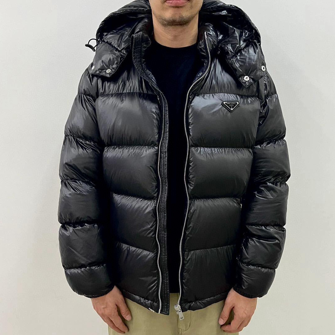 NIGO Prada Men's Autumn and Winter Solid Color Nylon Surface Waterproof Hooded Ski Zipper Long Sleeve Puffer Down Jacket #nigo74158