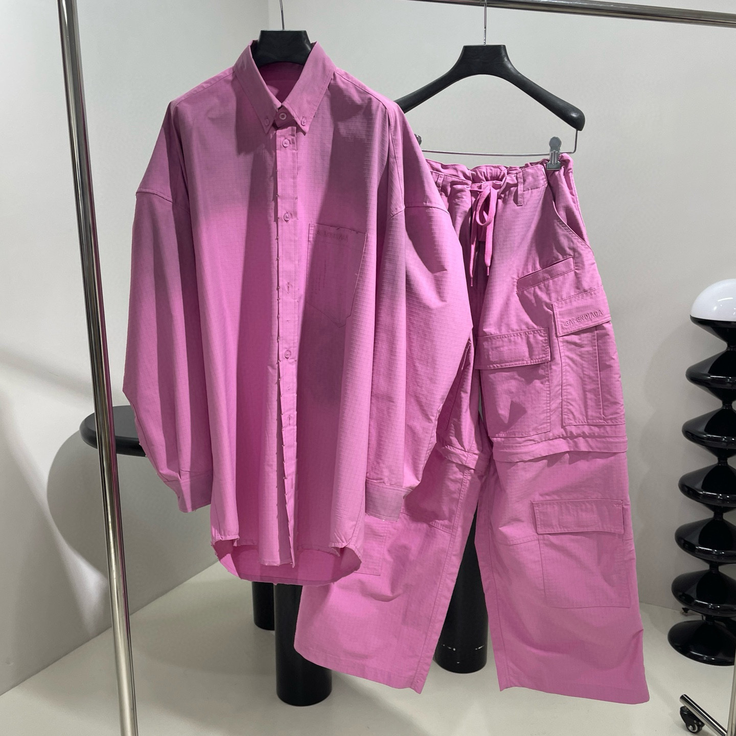 NIGO Balenciaga Men's And Women's Spring And Fall Solid Color Cotton Loose Fit Single Breasted Long sleeved Shirt Jacket Spliced Work Pants Suit Set #nigo74176