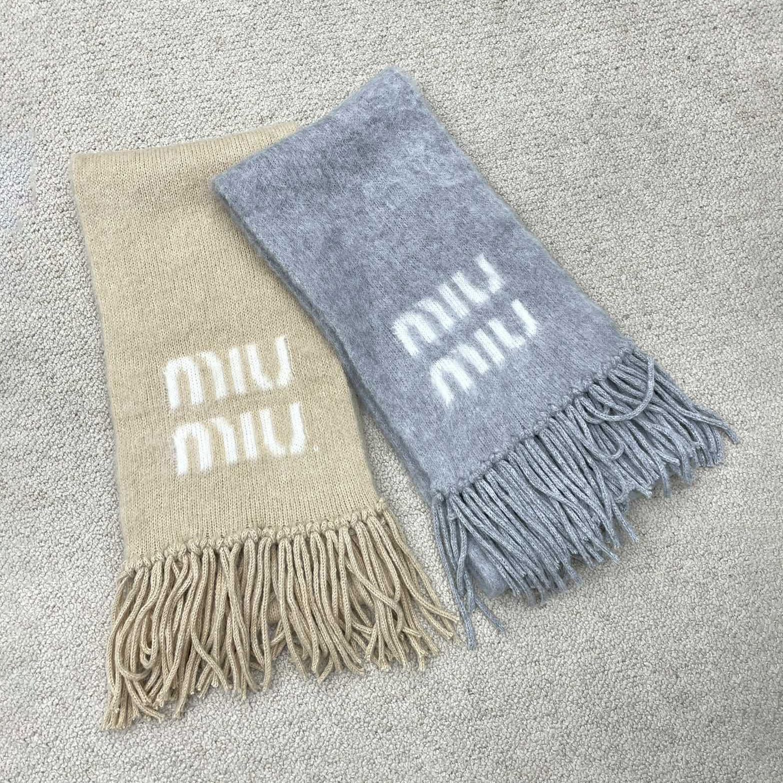 NIGO MiuMiu Women's Solid Color Wool Tassel Scarf Pom Pom Hat Cap Knitted Gloves #nigo74167