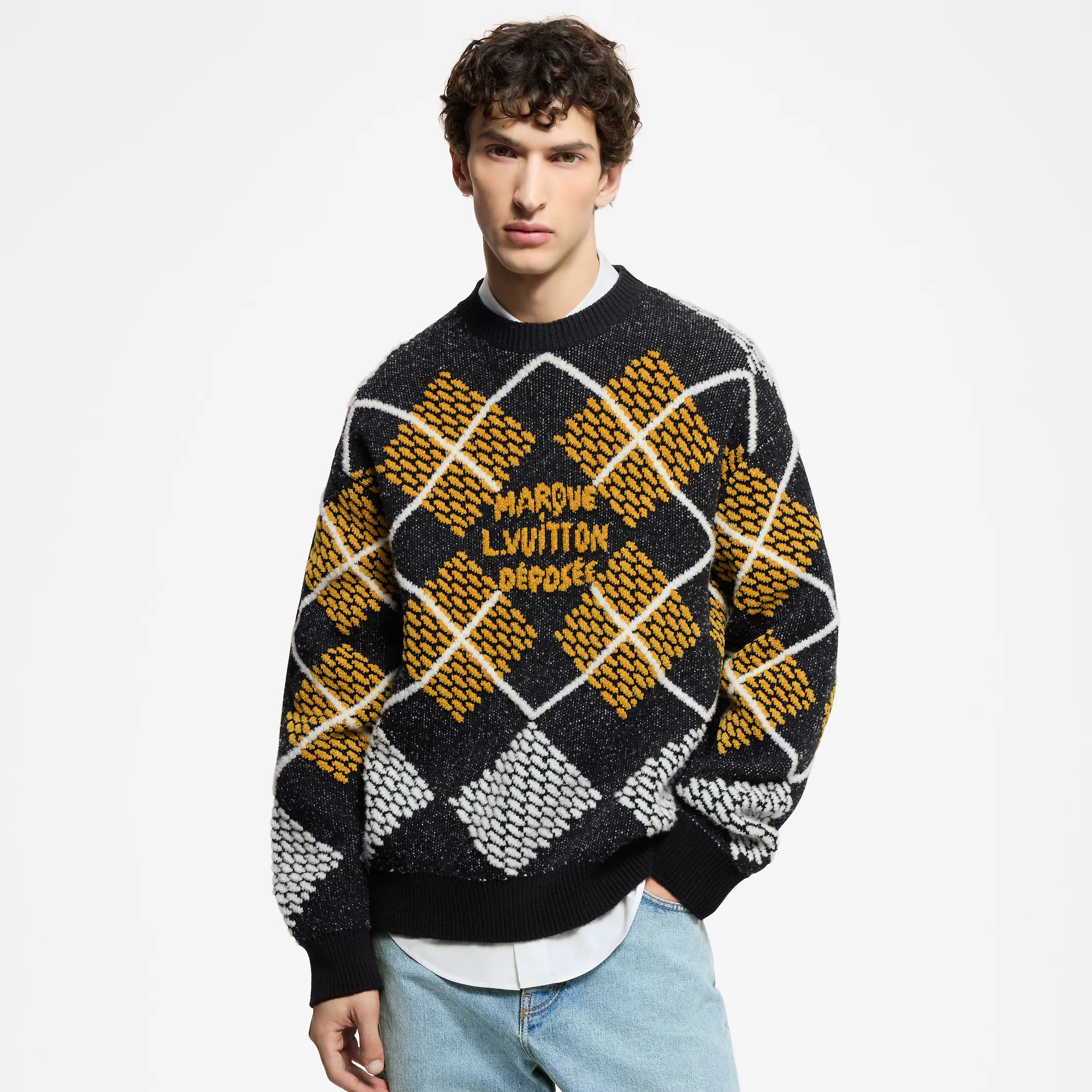 NIGO Louis Vuitton Men's Spring And Fall Colorblocking Wool Blend Round Neck Pullover Long Sleeve Sweater #nigo74165