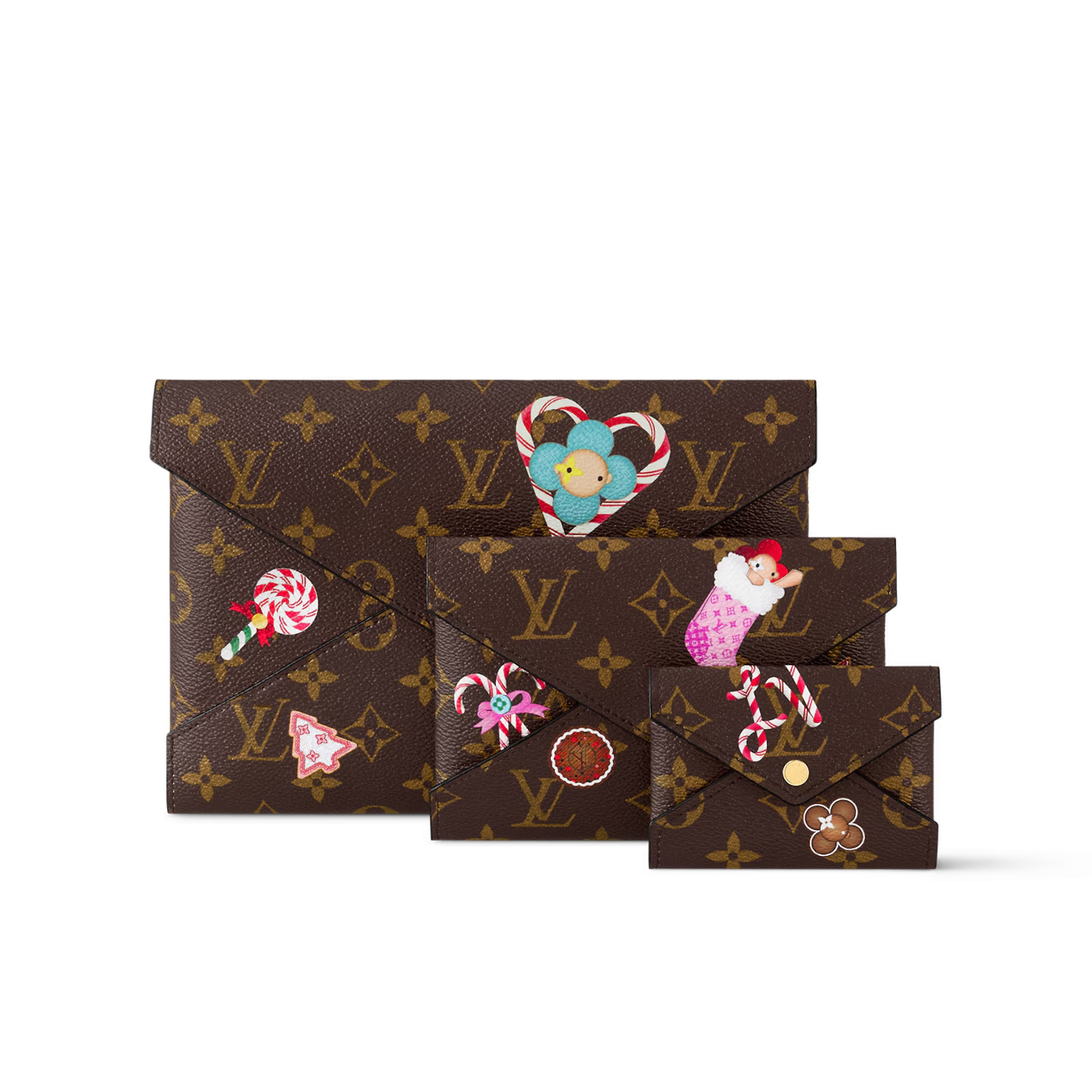 NIGO Louis Vuitton Kirigami Pochette Men's and Women's Brown Monogrammed Printed Leather Clutch Bag Bags #nigo74199