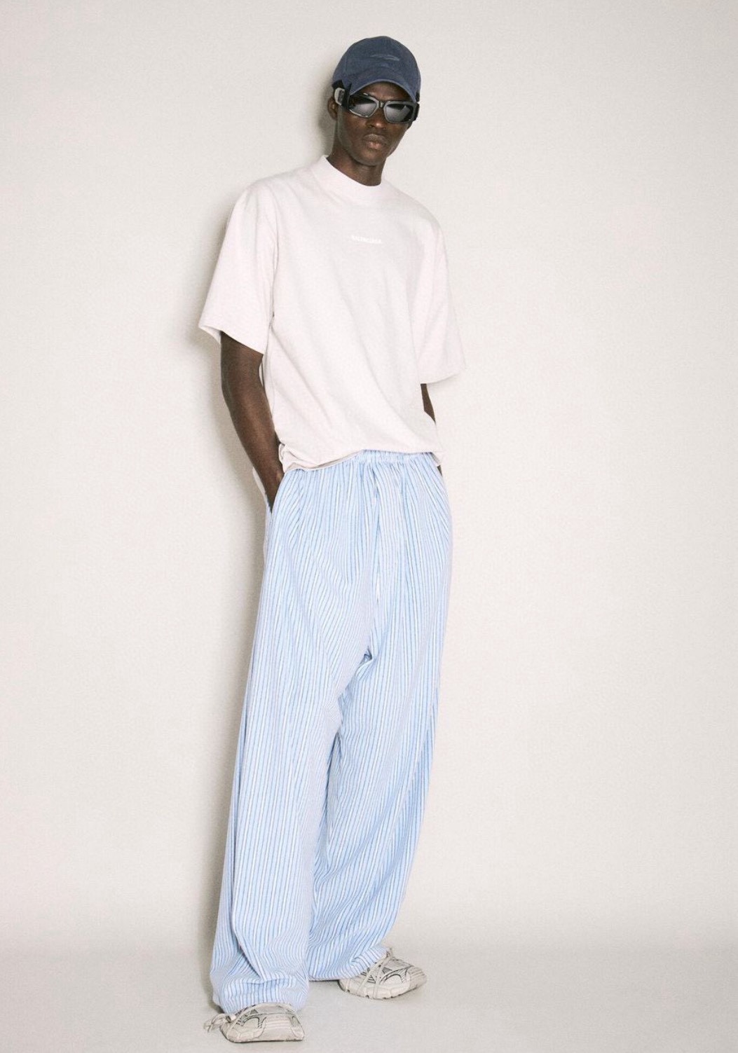 NIGO Balenciaga Men's Women's Autumn And Winter Solid Color Coral Velvet Striped Drawstring Casual Loose Straight Pants ﻿Ngvp #nigo9596