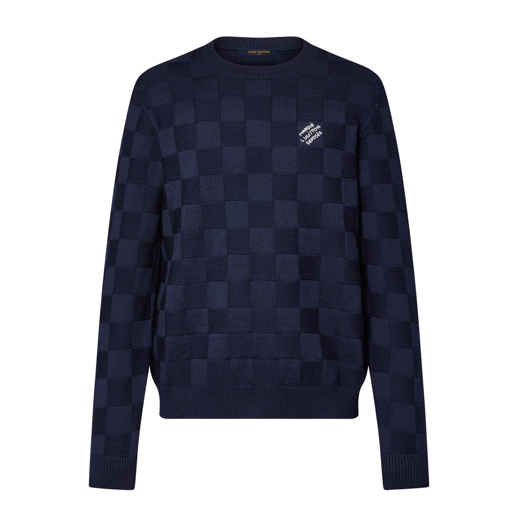 NIGO Louis Vuitton Men's Spring and Autumn Solid Color Check Printed Wool Round Neck Long Sleeve Knitted Sweater #nigo74211