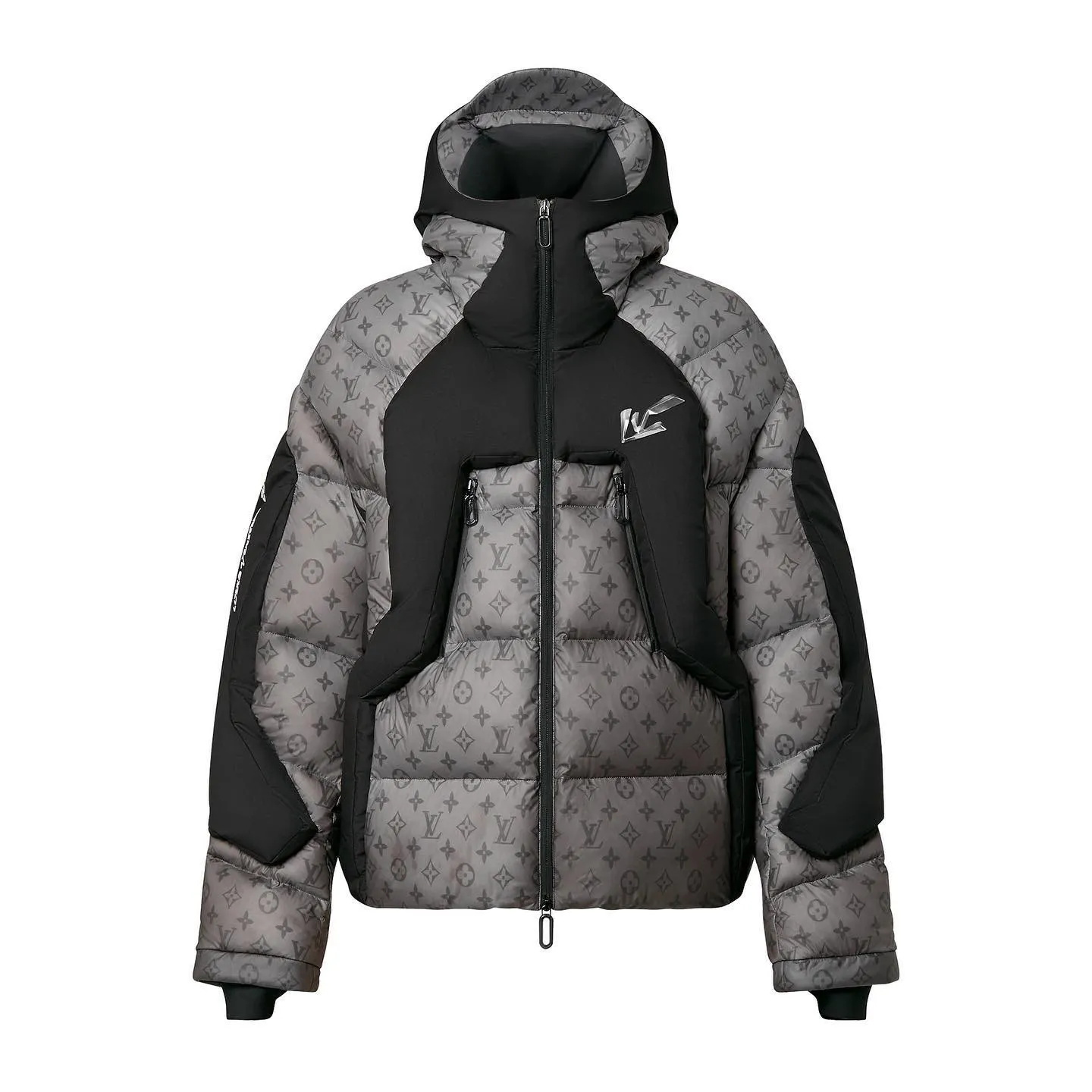 NIGO Louis Vuitton Men's Autumn and Winter Letter Printing Splicing Nylon Waterproof Fabric Warm Feeling Color Changing Hooded Zipper Long Sleeve Puffer Down Jacket #nigo74186