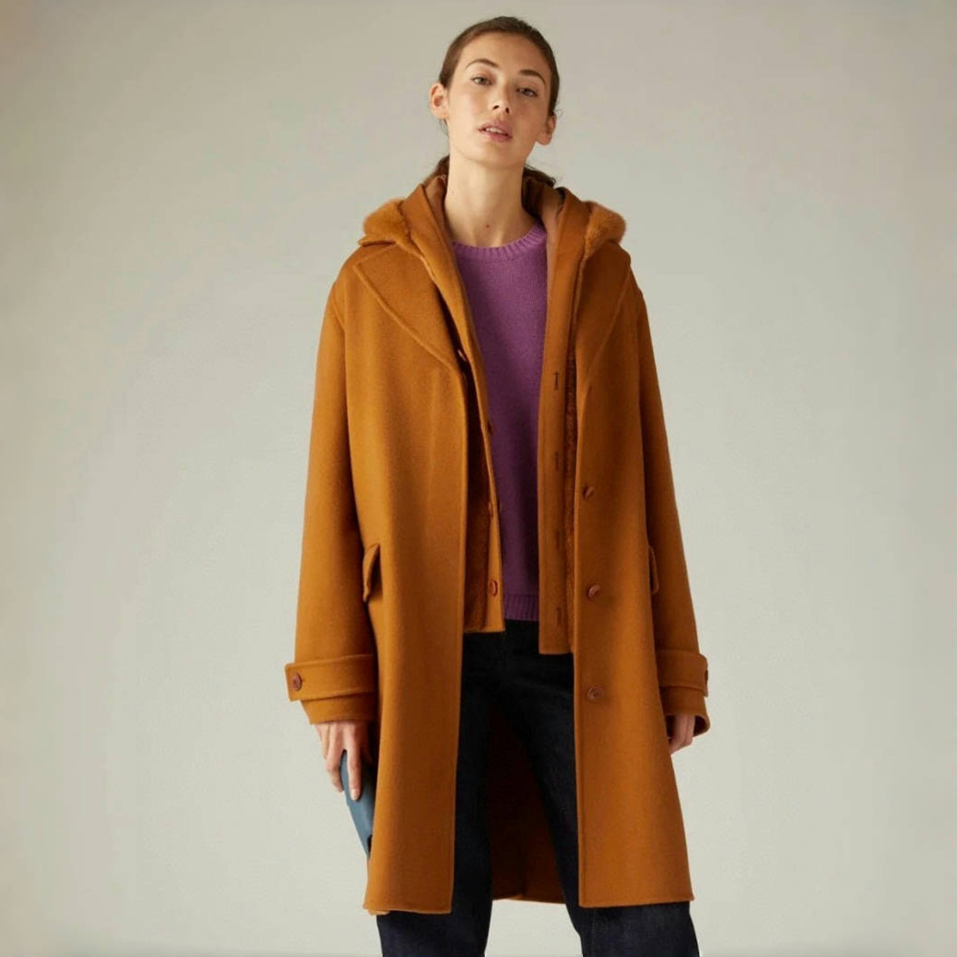 NIGO Loro Piana Women's Autumn And Winter Fashion Solid Color Hooded Sleeveless Mink Vest Casual Long-Sleeved Cashmere Coat Two-Piece Set Ngvp #nigo9598