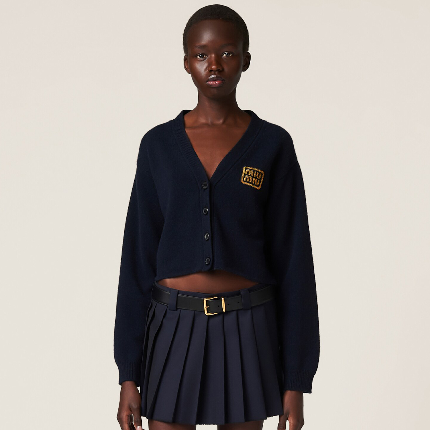 NIGO MiuMiu Women's Spring, Fall And Winter Letter Embroidery V-neck Single Breasted Long Sleeved Knit Jacket #nigo74213