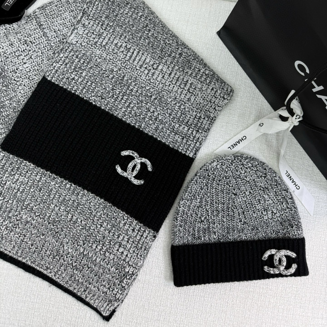 NIGO Chanel Women's Autumn and Winter Solid Color Cashmere Scarf Hat Cap #nigo74228