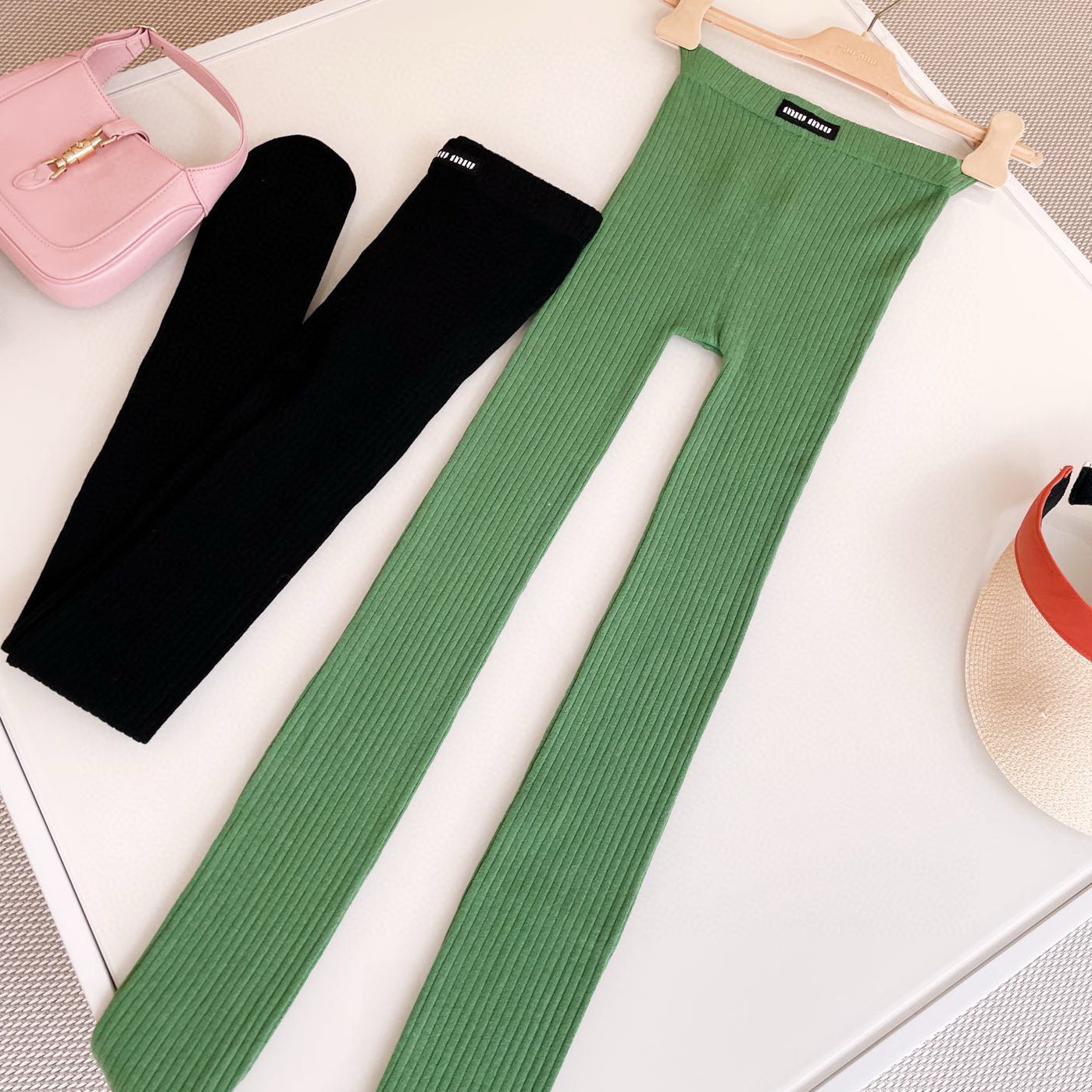 NIGO MiuMiu Women's Solid Color Stretch Knit Leggings Socks #nigo74226