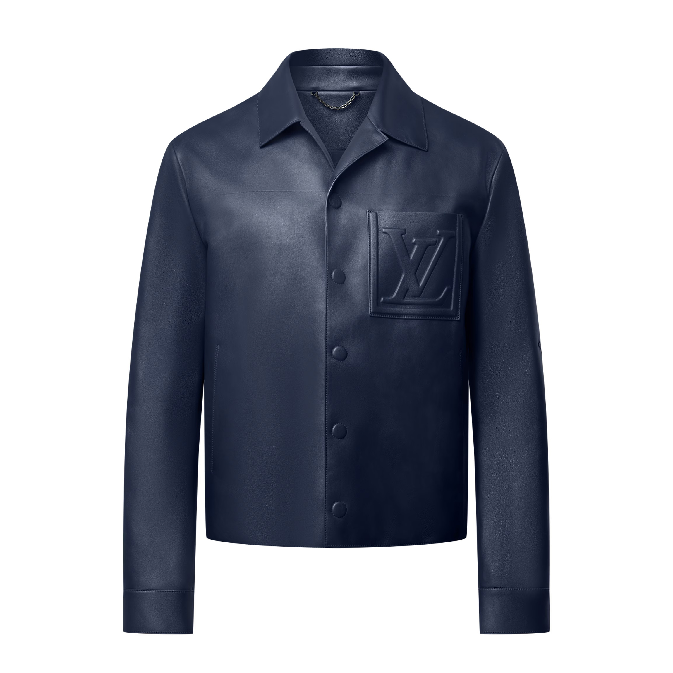 NIGO Louis Vuitton Men's Autumn and Winter Solid Color Embossed Leather Monogrammed Single Breasted Long Sleeve Jacket #nigo74224