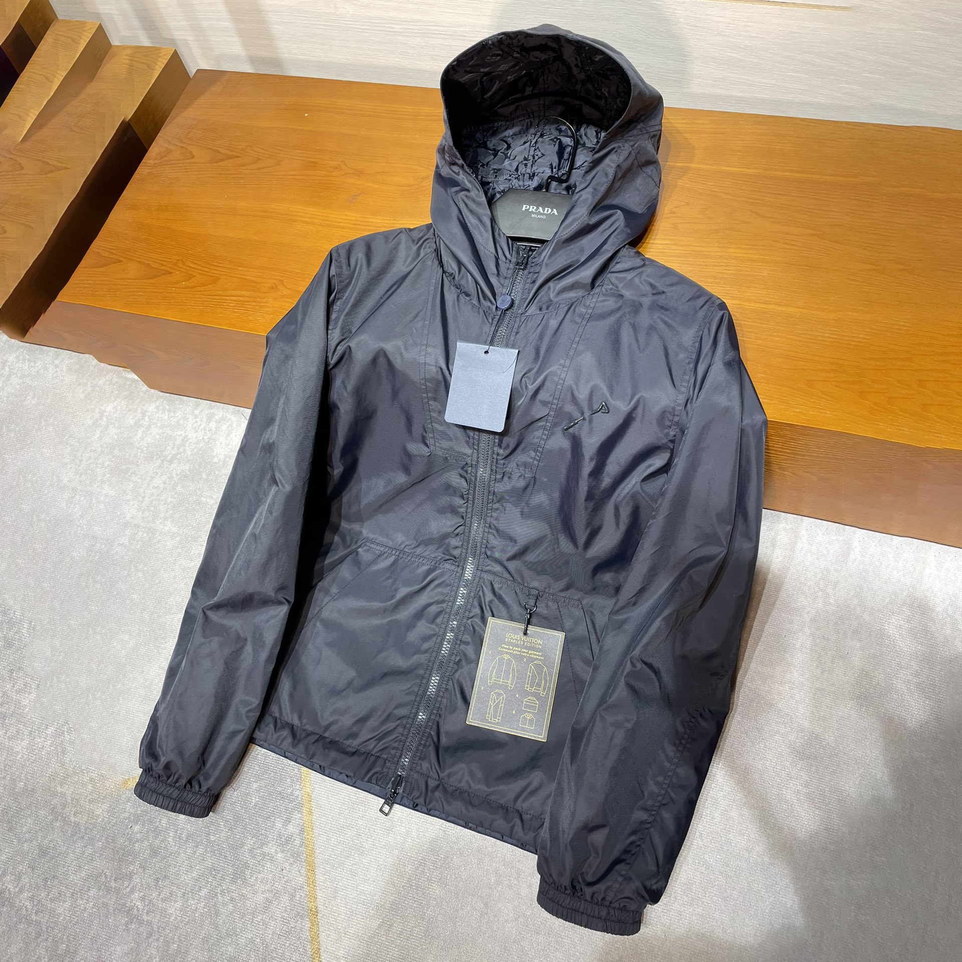 NIGO Louis Vuitton Men's Autumn and Winter Solid Color Nylon Fabric Reversible Hooded Zipper Long Sleeve Cotton Jacket #nigo74223