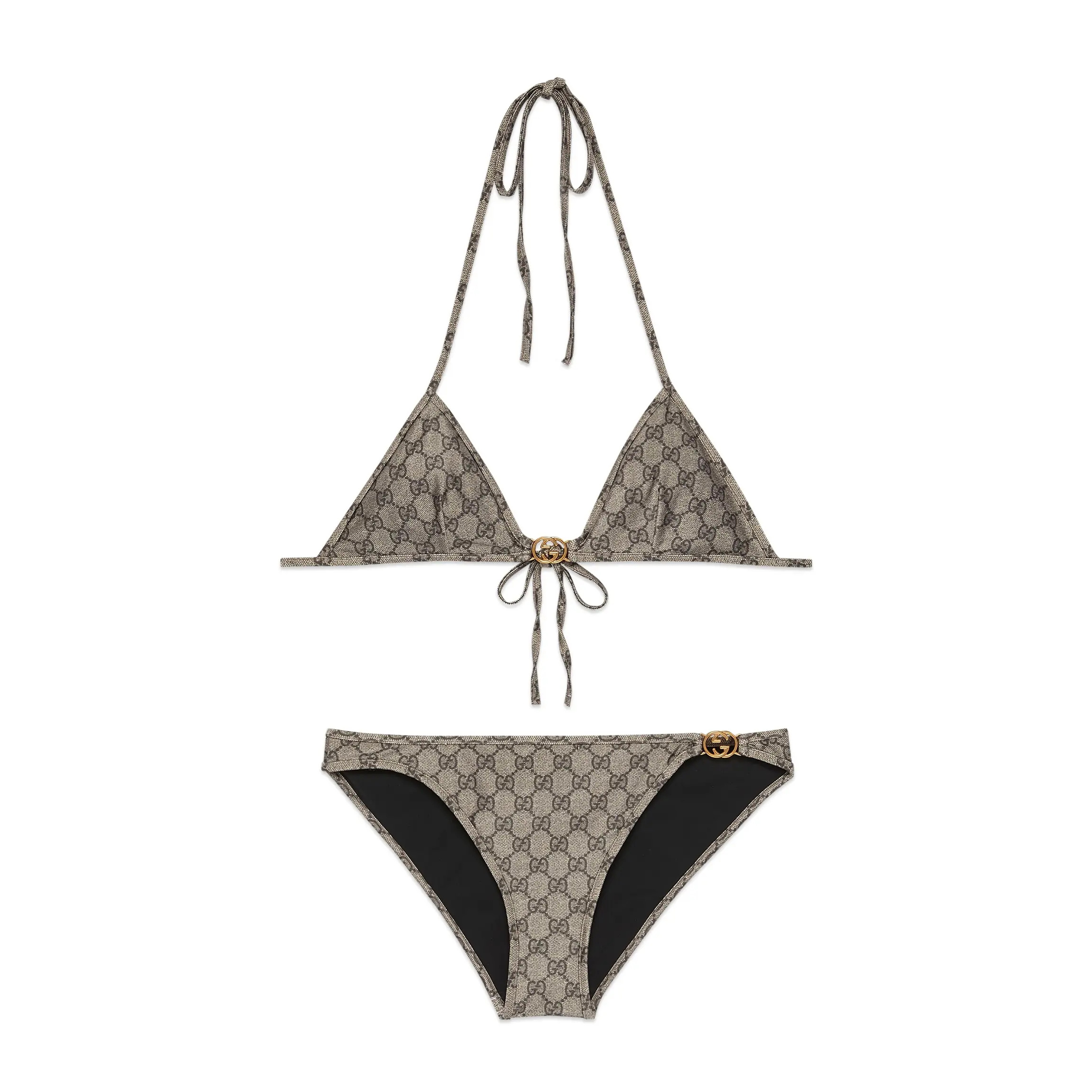 NIGO Gucci Women's Summer Logo Print Solid Color Stretch Knit Bikini Swimsuit Set Suit #nigo74218