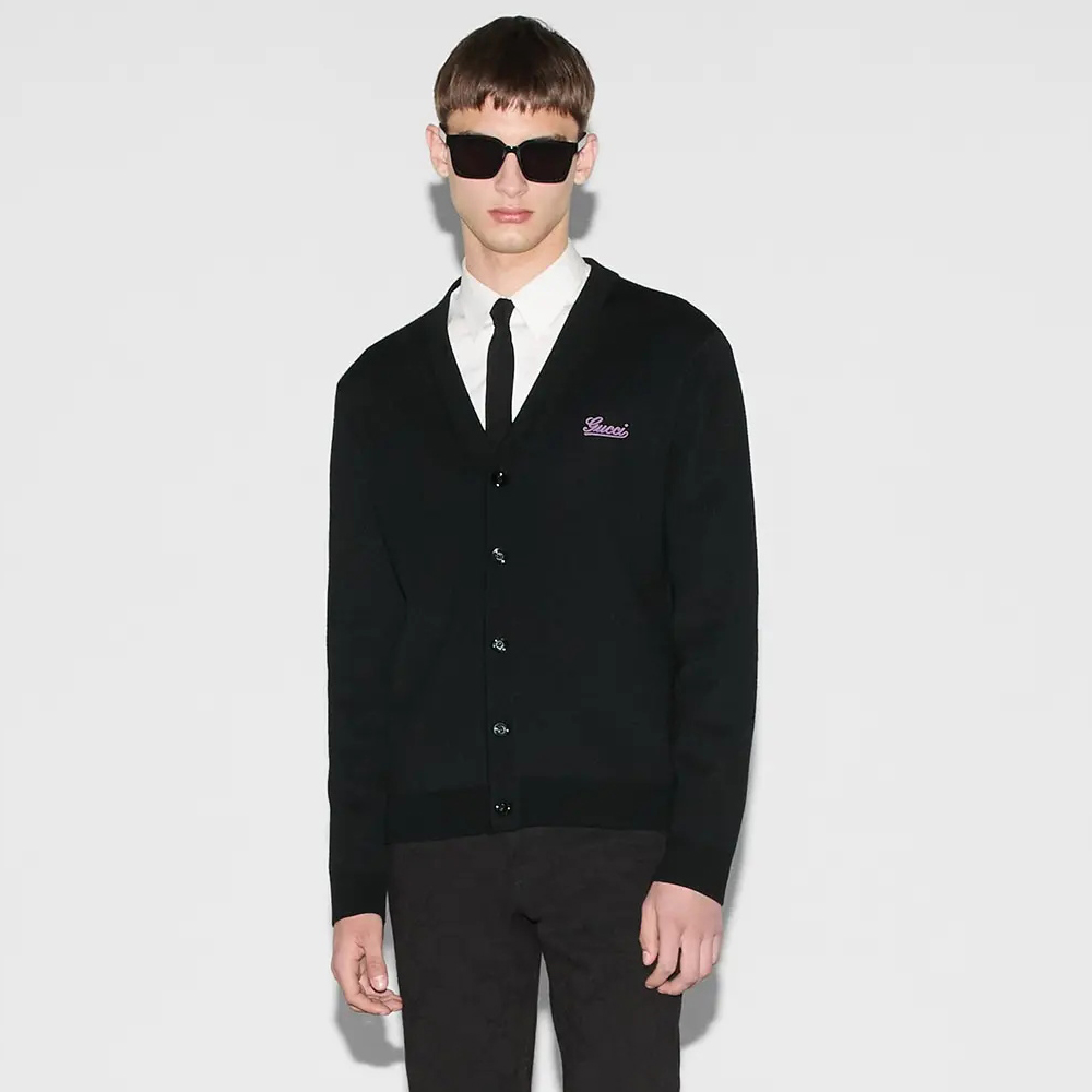 NIGO Gucci Men's Spring And Fall Embroidered Double Layer V-neck Single Breasted Long Sleeved Knit Jacket #nigo74247