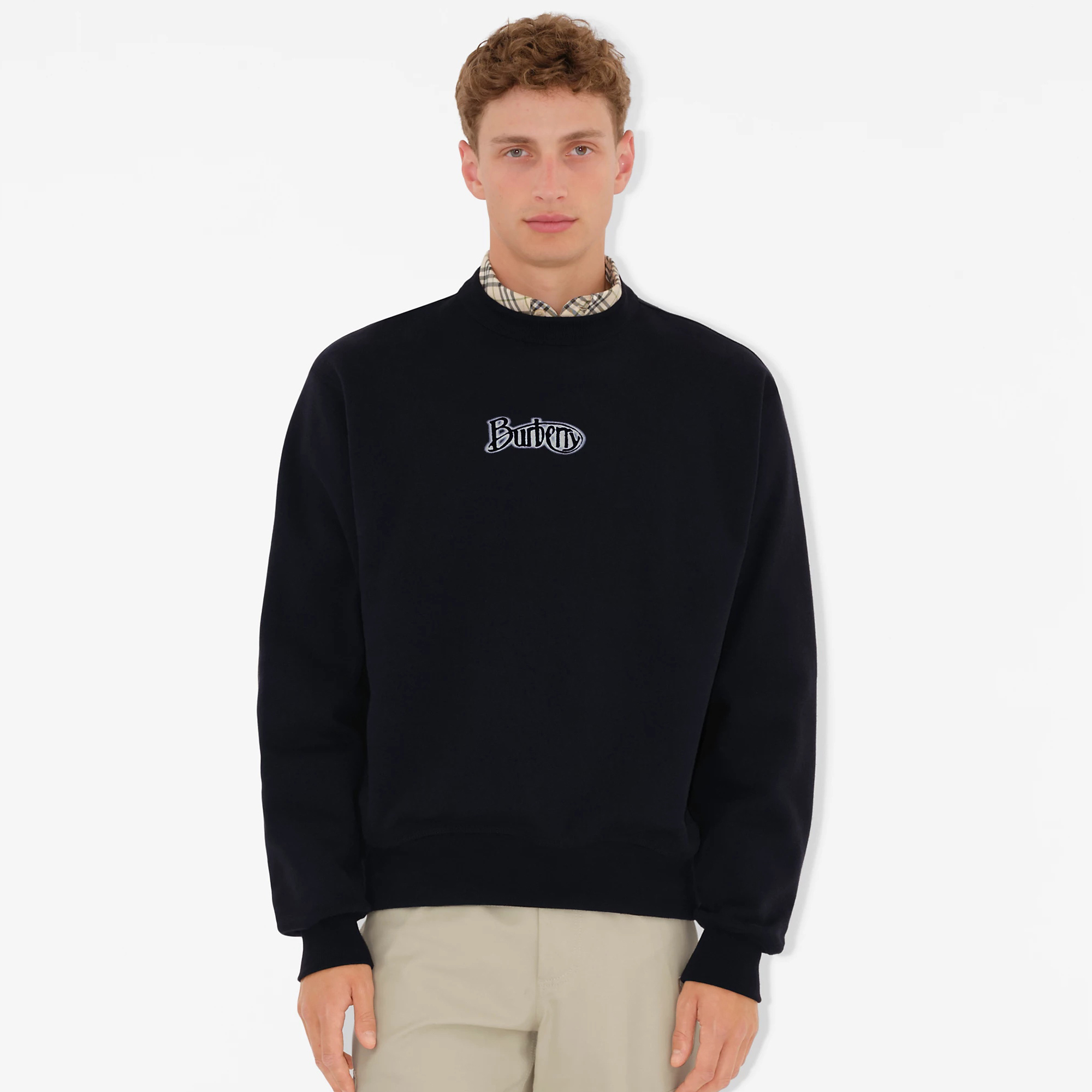 NIGO Burberry Men's Spring and Autumn Black Letter Logo Pattern Printed Round Neck Long Sleeve Sweatshirt Elastic Drawstring Casual Pants Suit Set #nigo74235