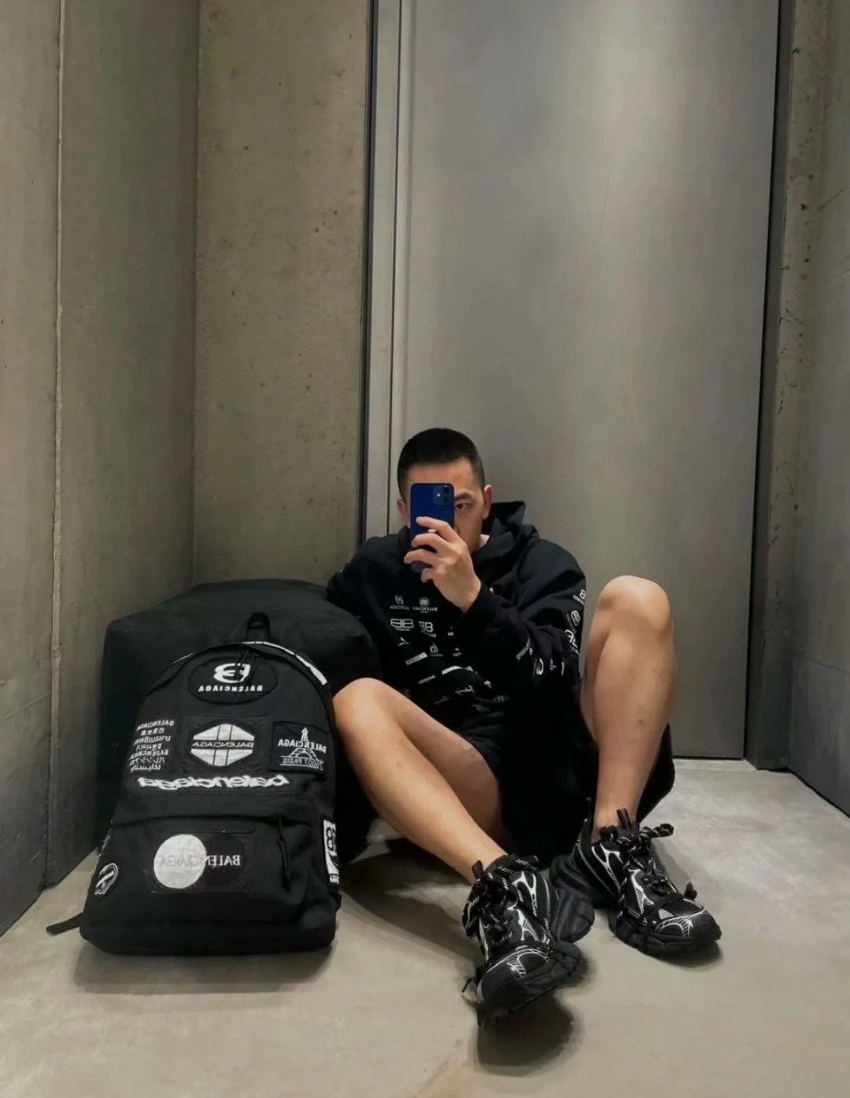 NIGO Balenciaga Black Nylon Embroidery Applique Backpack Fashion Trend High Street Shoulder Bag Bags #nigo71731