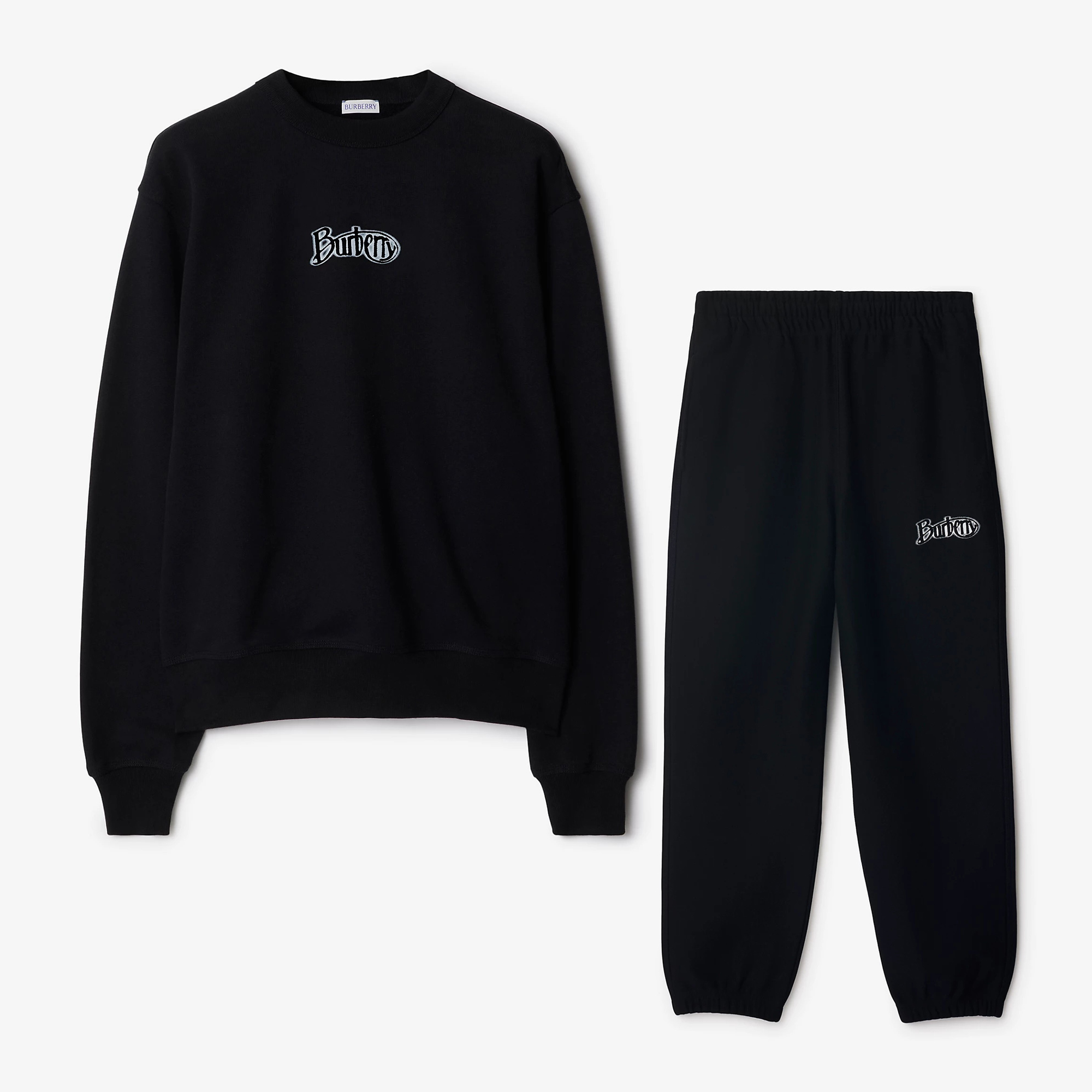 NIGO Burberry Men's Spring and Autumn Black Letter Logo Pattern Printed Round Neck Long Sleeve Sweatshirt Elastic Drawstring Casual Pants Suit Set #nigo74235