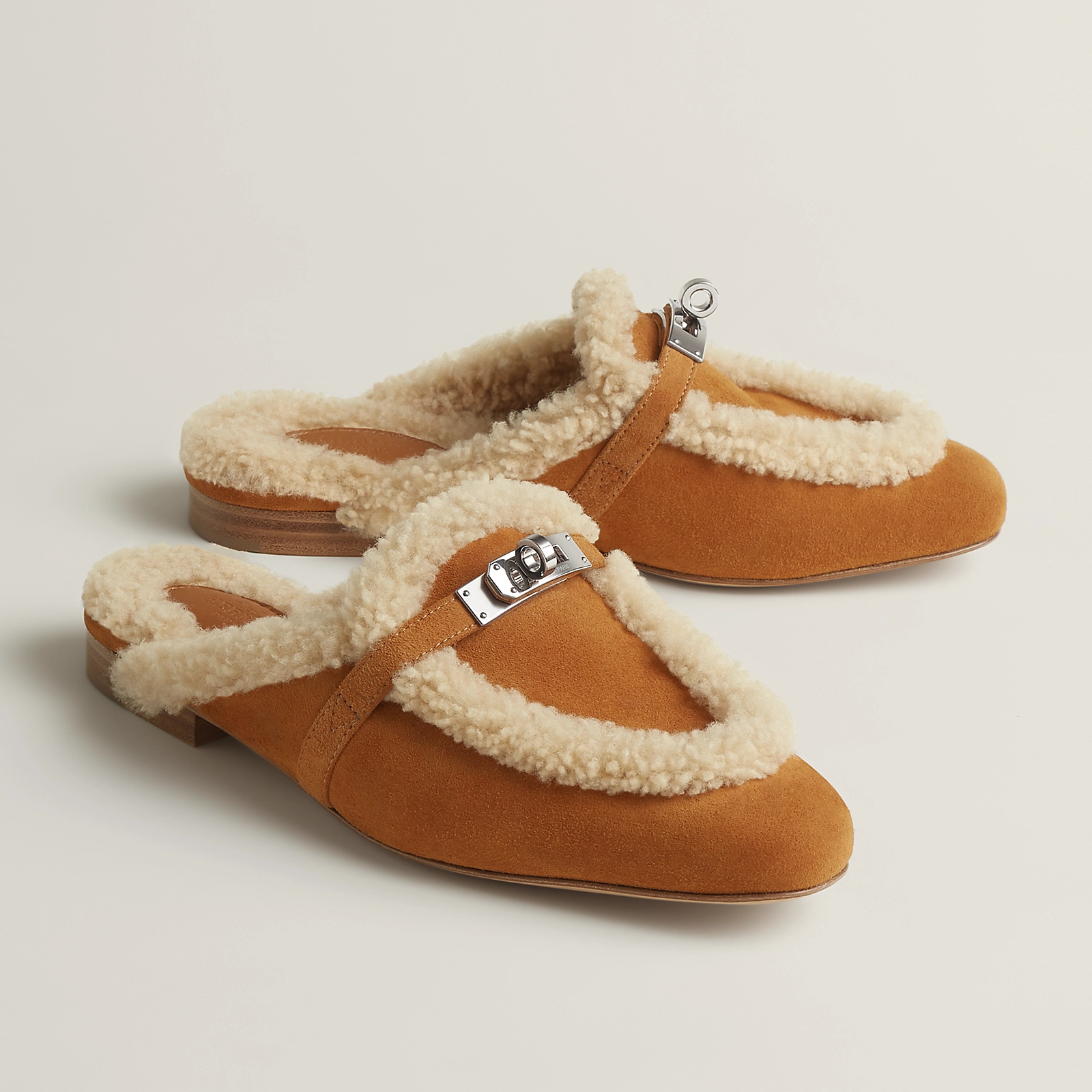 NIGO Hermes Women's Solid Color Suede Round Toe Flat Mule Shoes Slippers #nigo74233