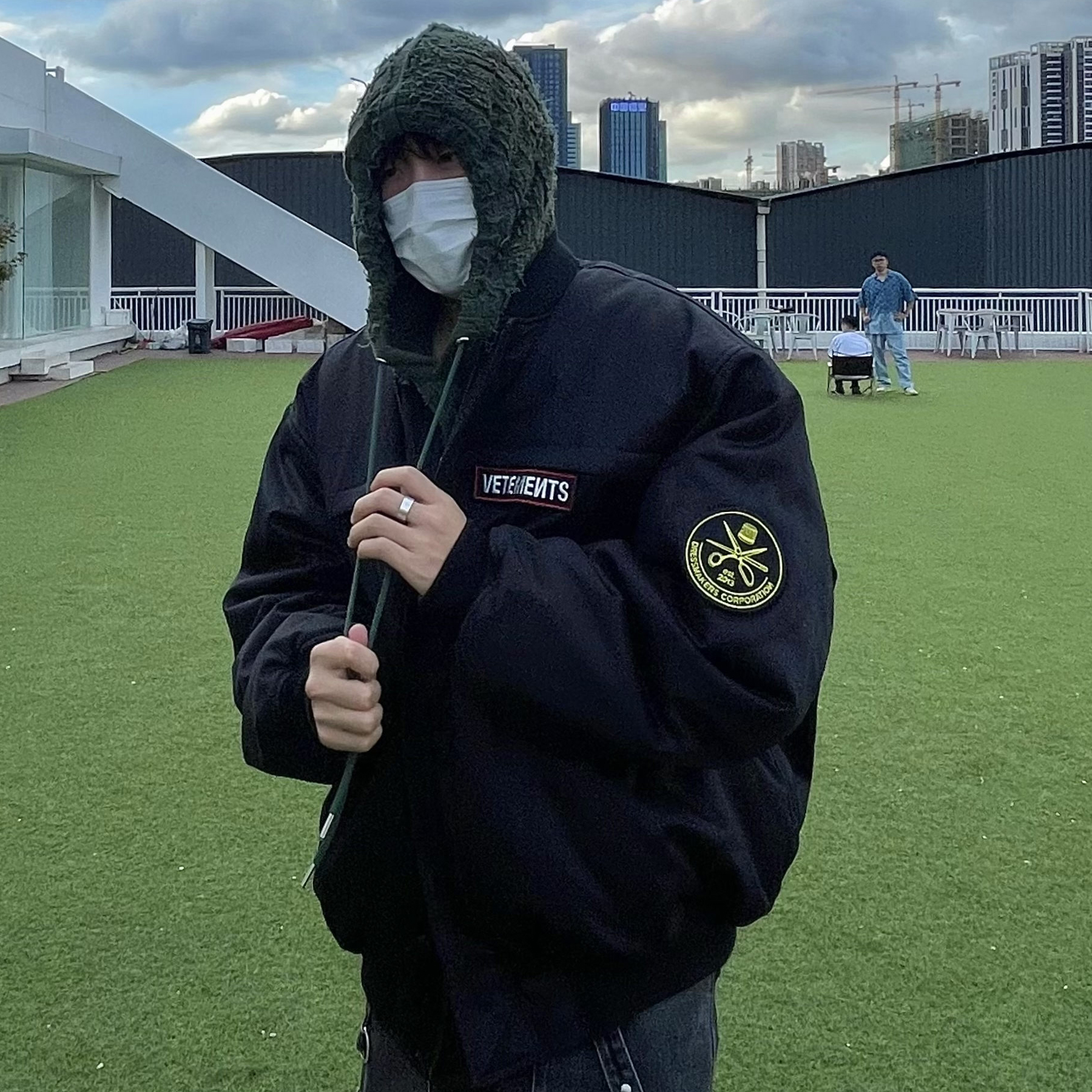 NIGO Vetements Men's Autumn and Winter Solid Color Embroidered Letter Label Zipper Long Sleeve Cotton Jacket #nigo74251