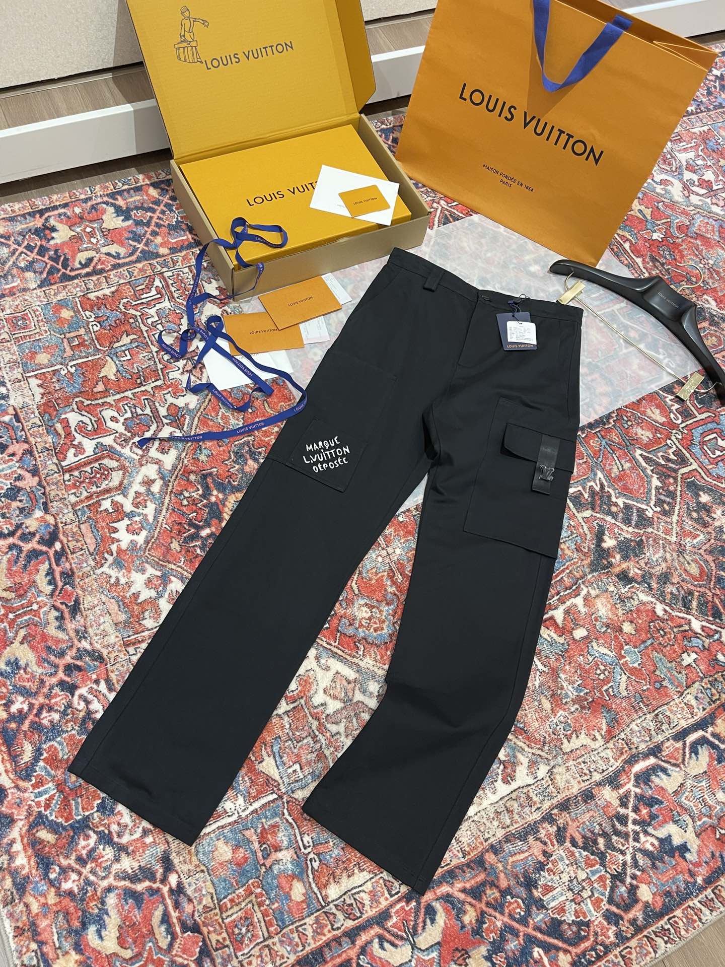 NIGO Louis Vuitton Men's Spring and Autumn Solid Color Letter Printed Mid Waist Casual Pants #nigo74254