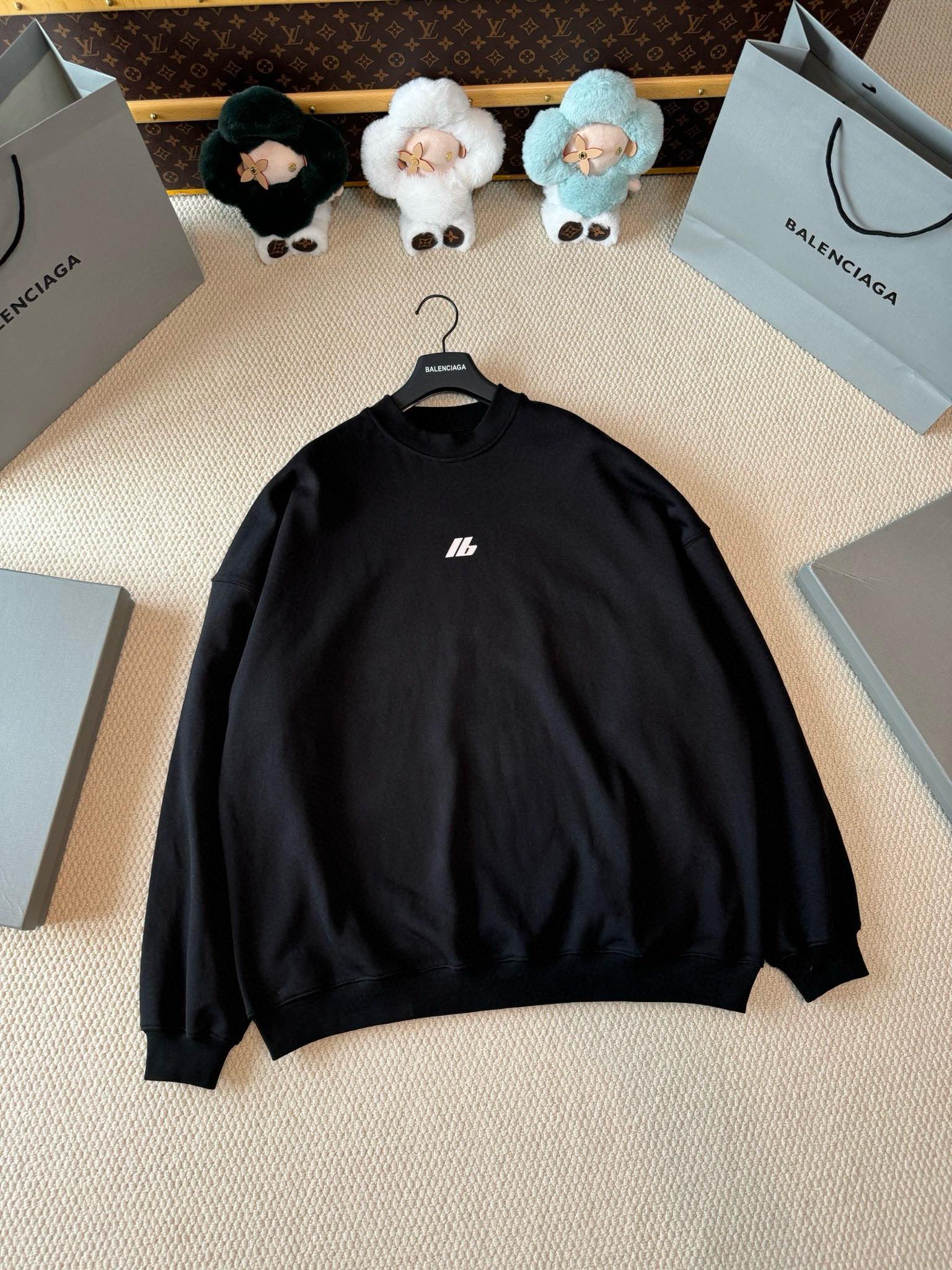 NIGO Balenciaga Men's Spring and Autumn Black Logo Printed Round Neck Cotton Long Sleeve Sweatshirt #nigo74276