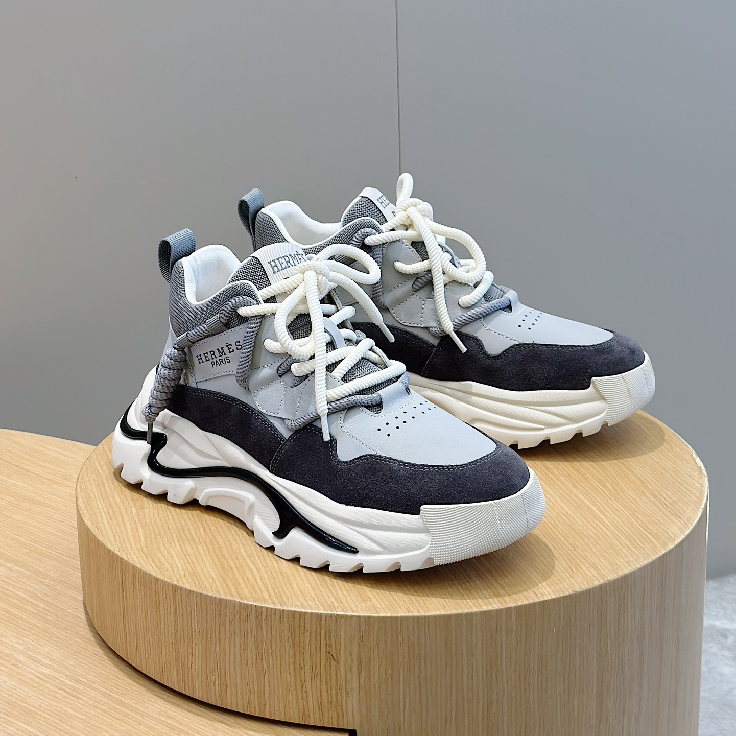 NIGO Hermes Men's Colorblocking Thick Bottom Mid Top Casual Thick Bottom Lace Up Sneakers Shoes #nigo74269