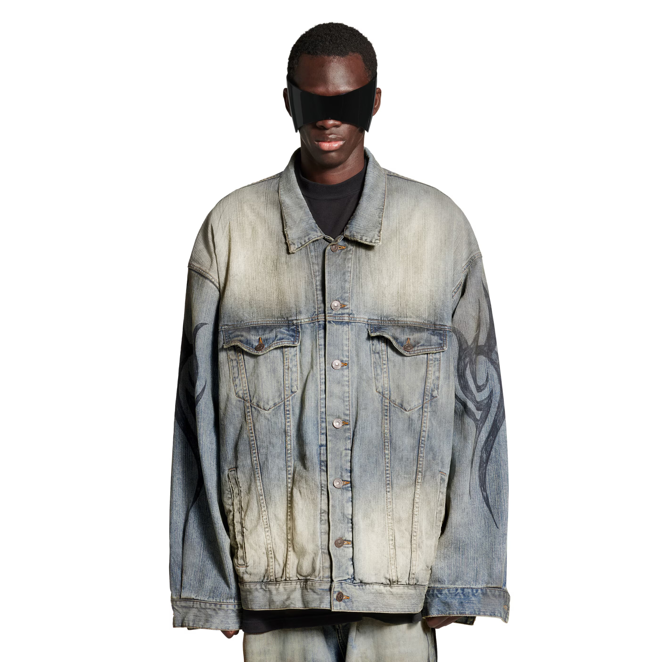 NIGO Balenciaga Men's Spring and Autumn Pattern Printing Single Breasted Long Sleeve Denim Jacket #nigo74278