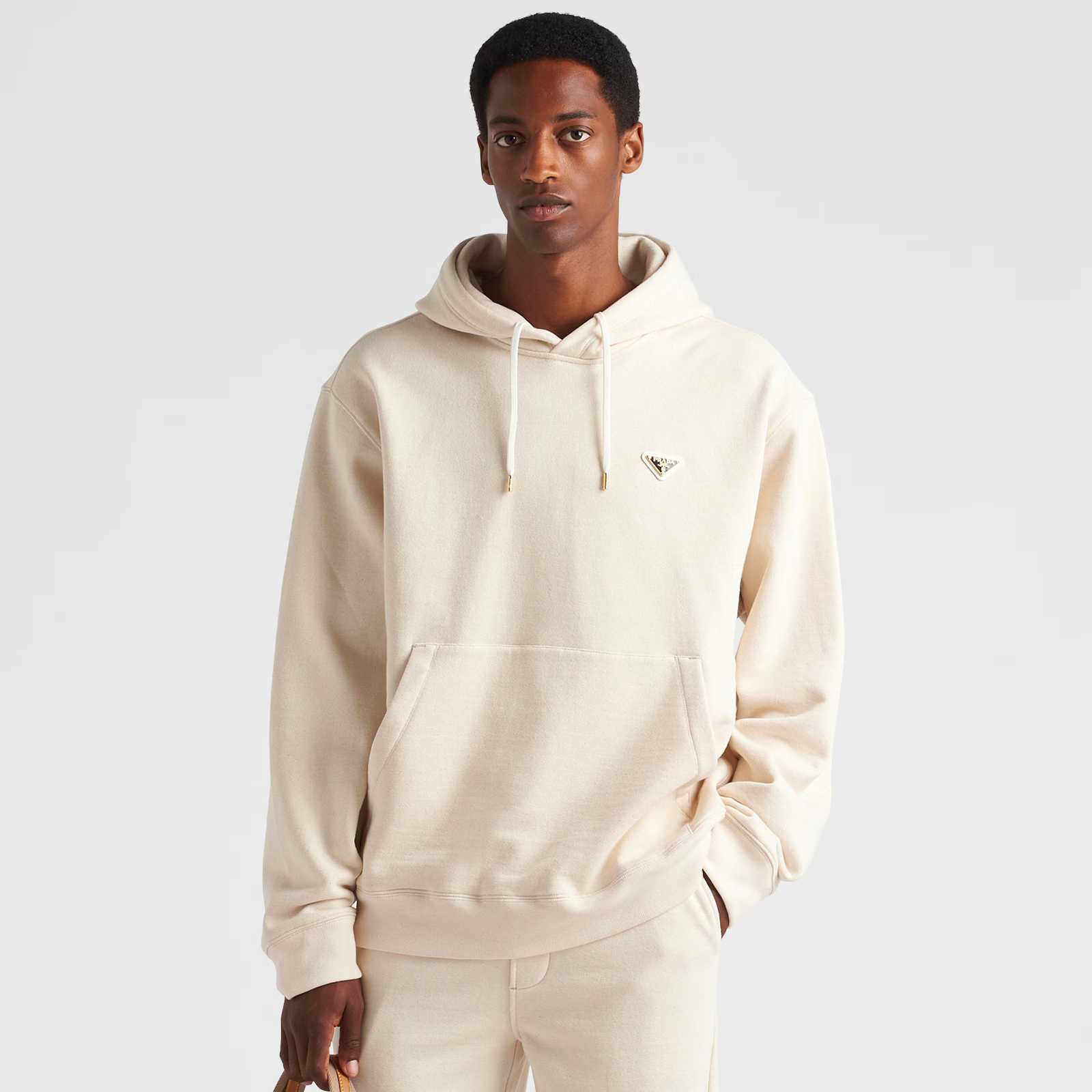 NIGO Prada Men's Spring and Autumn Solid Color Logo Triangle Label Hooded Loose Long Sleeve Sweatshirt #nigo74295