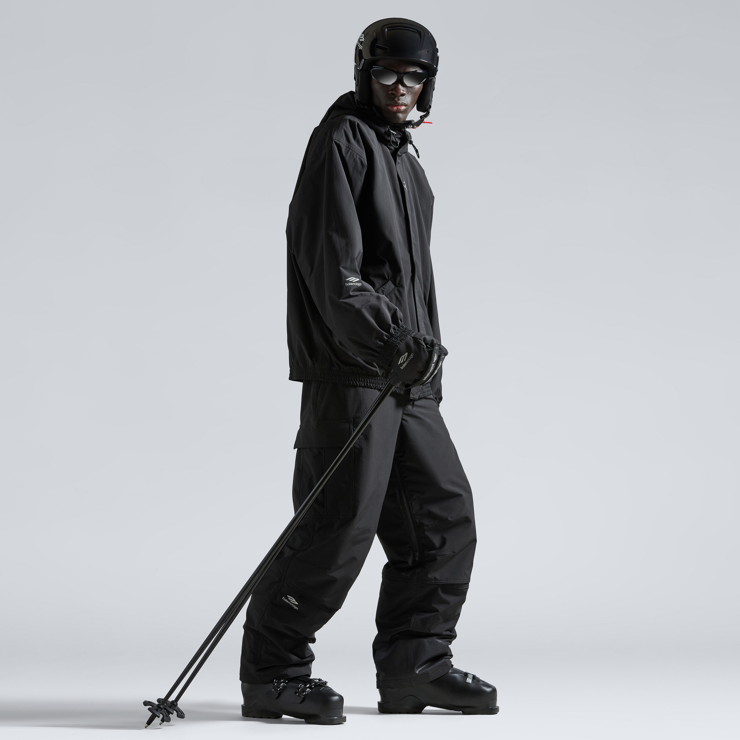 NIGO Balenciaga Men's Fall And Winter Composite Elastic Nylon Hooded Drawstring Zipper Long Sleeved Ski Jacket Waist Tie Ski Pants Suit Set #nigo74285