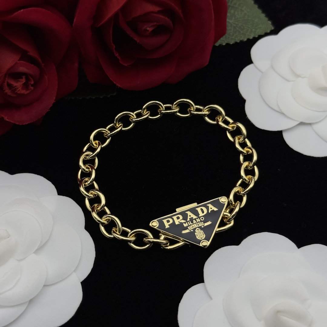 NIGO Prada Women Metal Chain Logo Tag Necklace Bracelet Jewelry #nigo74283