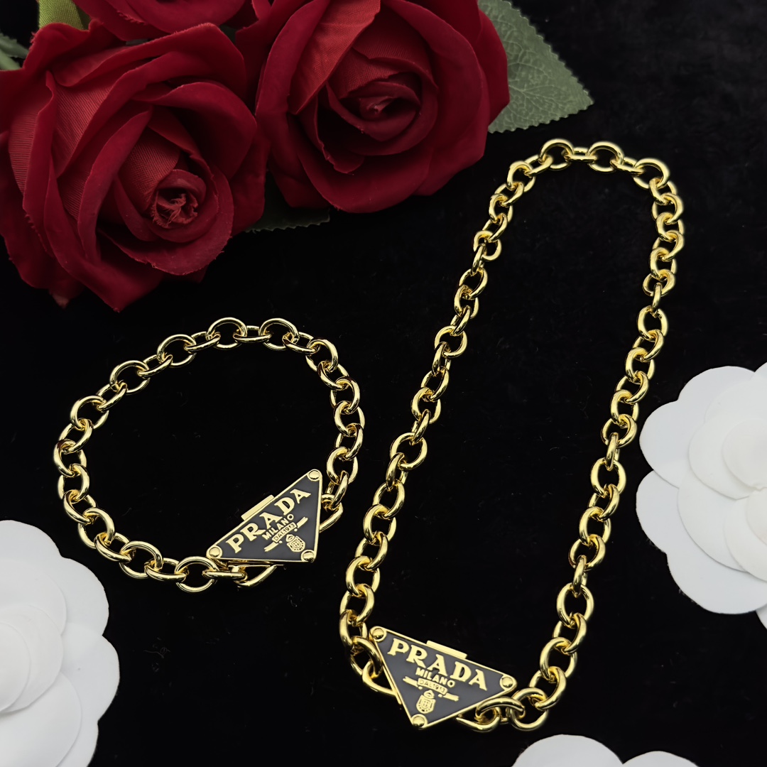 NIGO Prada Women Metal Chain Logo Tag Necklace Bracelet Jewelry #nigo74283