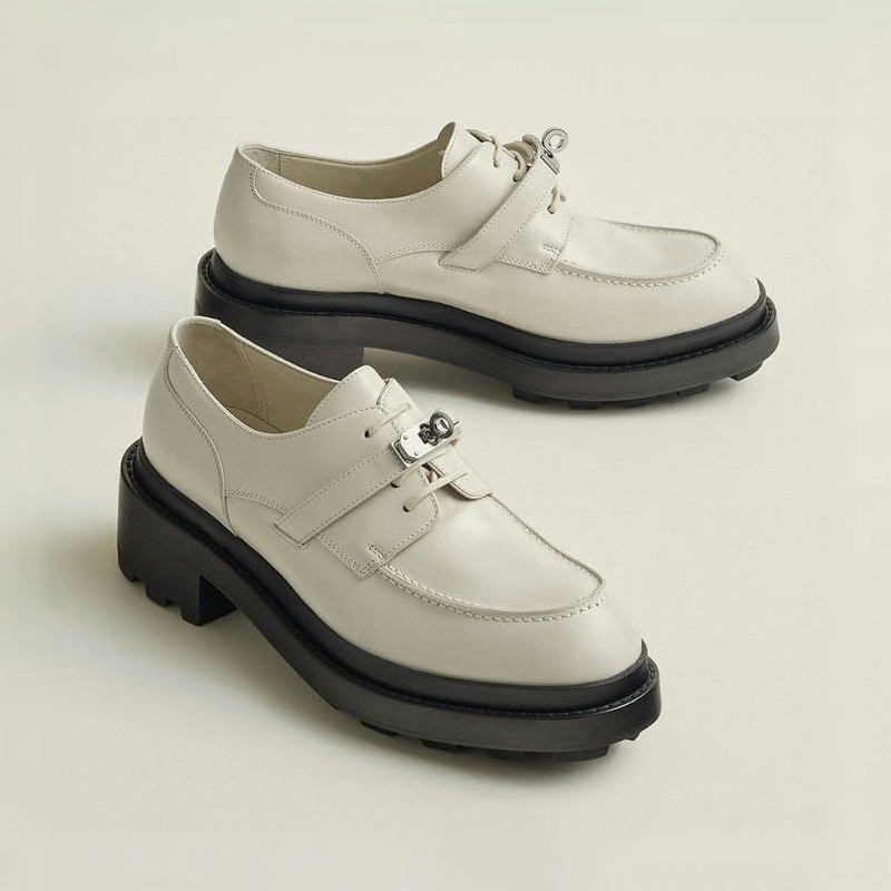 NIGO Hermes Women's Solid Color Cowhide Thick Sole Functional Buckle Oxfords Shoes #nigo74274