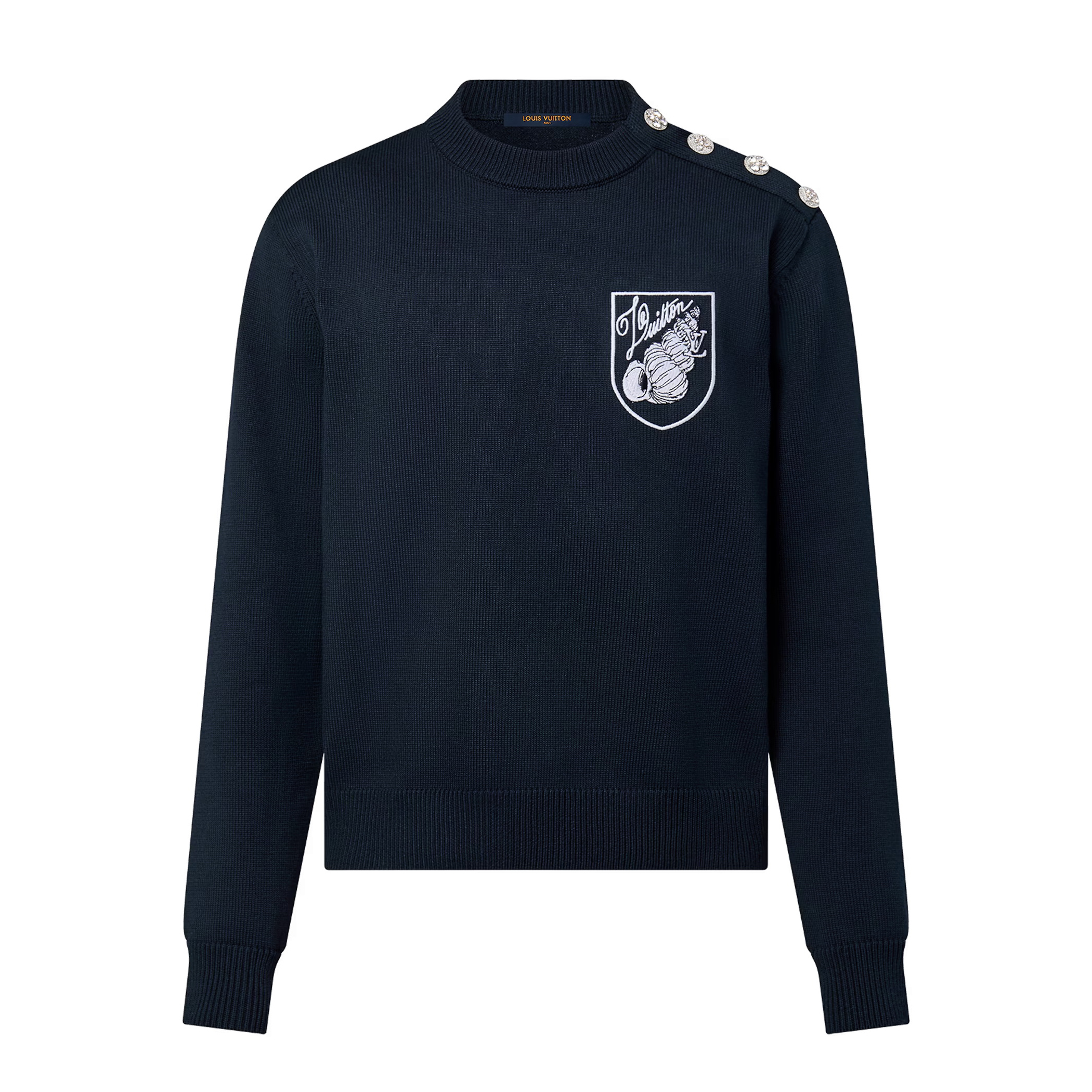 NIGO Louis Vuitton Men's Spring and Autumn Solid Color Logo Embroidery Round Neck Long Sleeve Knit Sweater #nigo74314