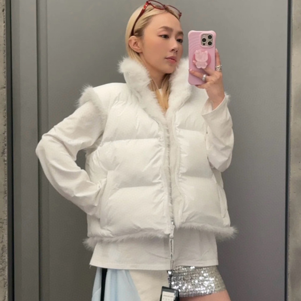 NIGO Balenciaga Women's Autumn and Winter Solid Color Fur Two Side Wear Single Breasted Sleeveless Cotton Jacket #nigo74325