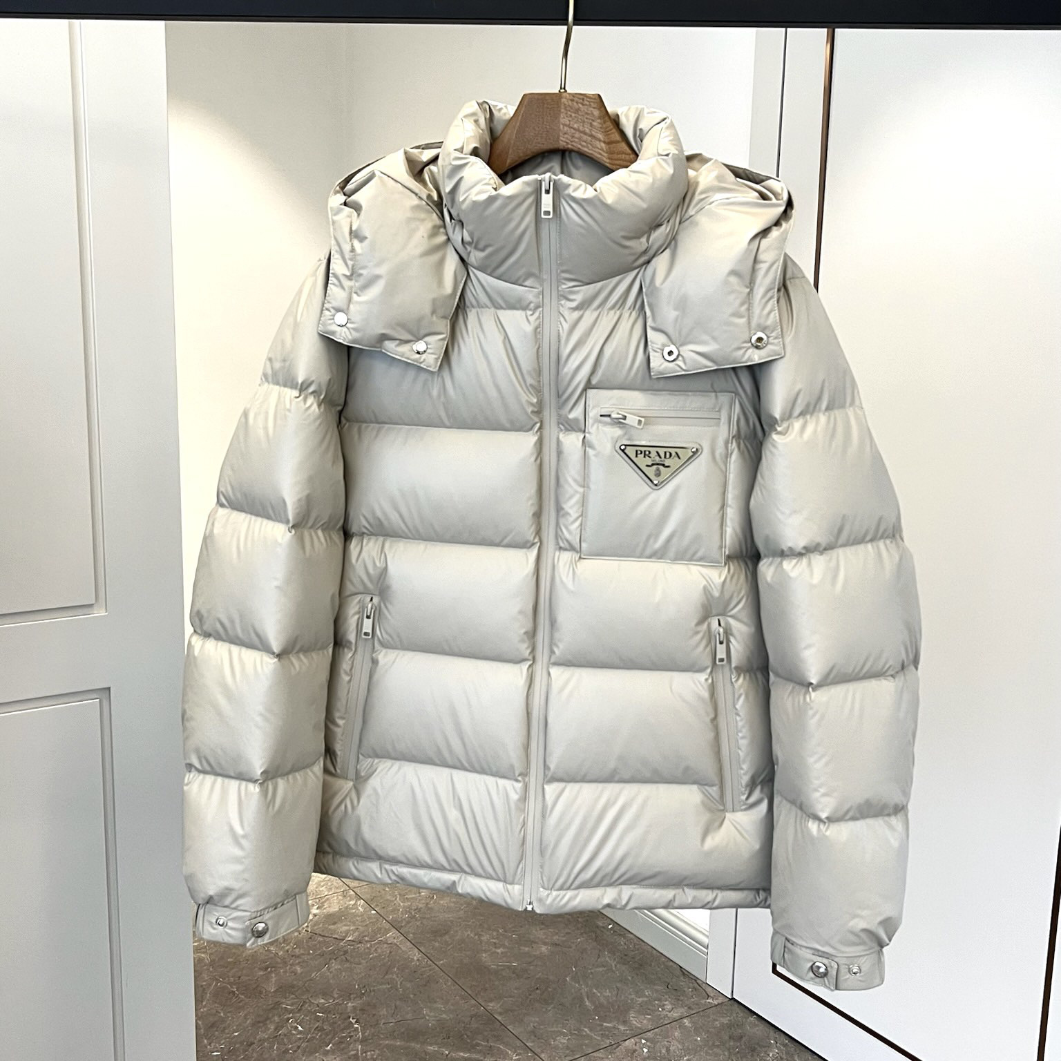 NIGO Prada Men's Autumn and Winter Solid Color Detachable Hood Zipper Long Sleeve Down Jacket #nigo74319