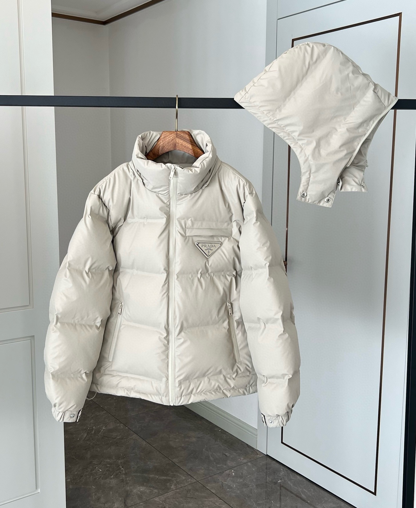 NIGO Prada Men's Autumn and Winter Solid Color Hooded Zipper Long Sleeve Puffer Down Jacket #nigo74321