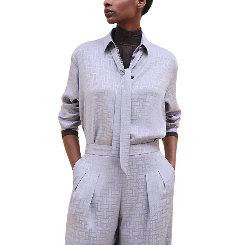 NIGO Hermes Women's Mosaique Jacquard Silk Lapel Spring, Summer And Autumn Long-Sleeved Solid Color Shirt Solid Color Casual Pants Ngvp #nigo9631