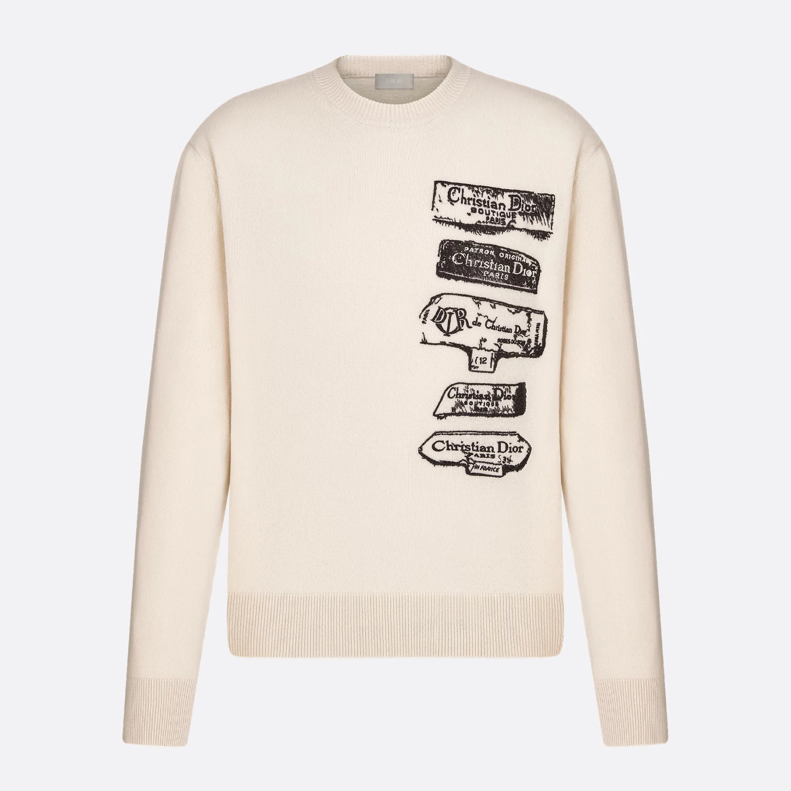 NIGO Dior Men's Spring and Autumn Solid Color Pattern Printed Ribbed Round Neck Long Sleeve Sweater #nigo74315